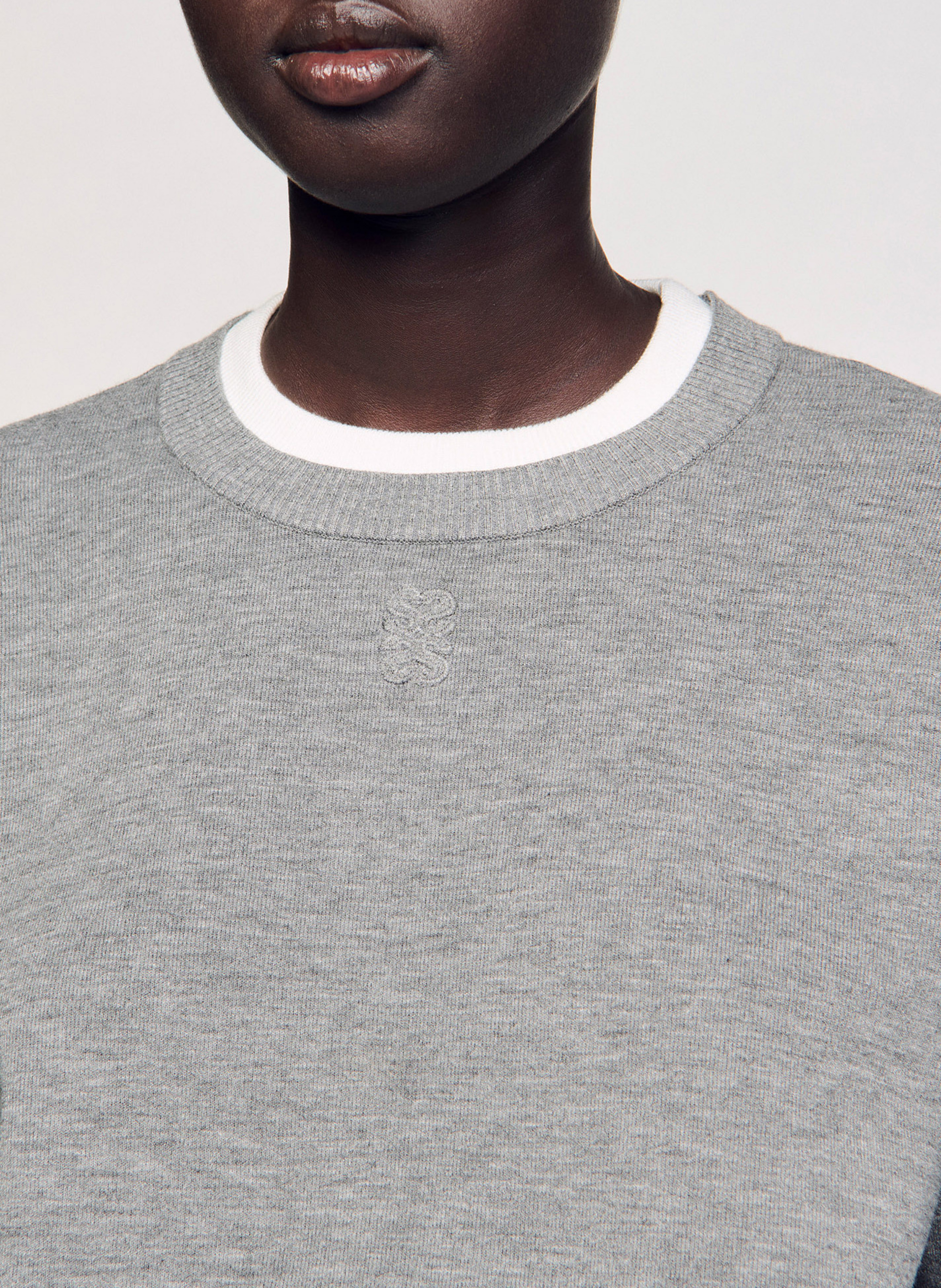 Sweat col rond  SANDRO Gris