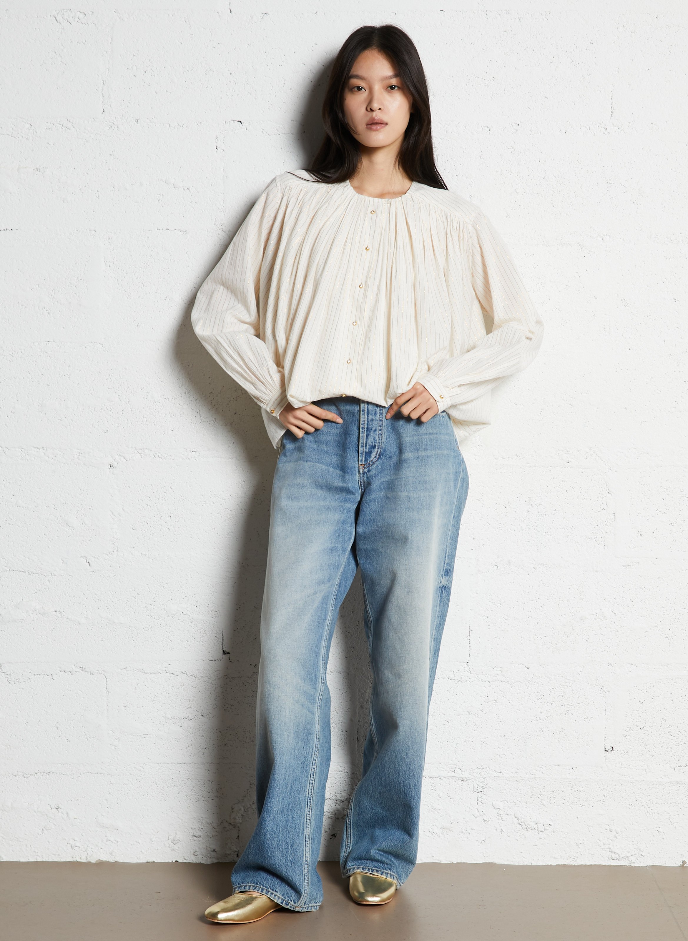 Capri - Einfarbige Oversize-Bluse LAURENCE BRAS Golden