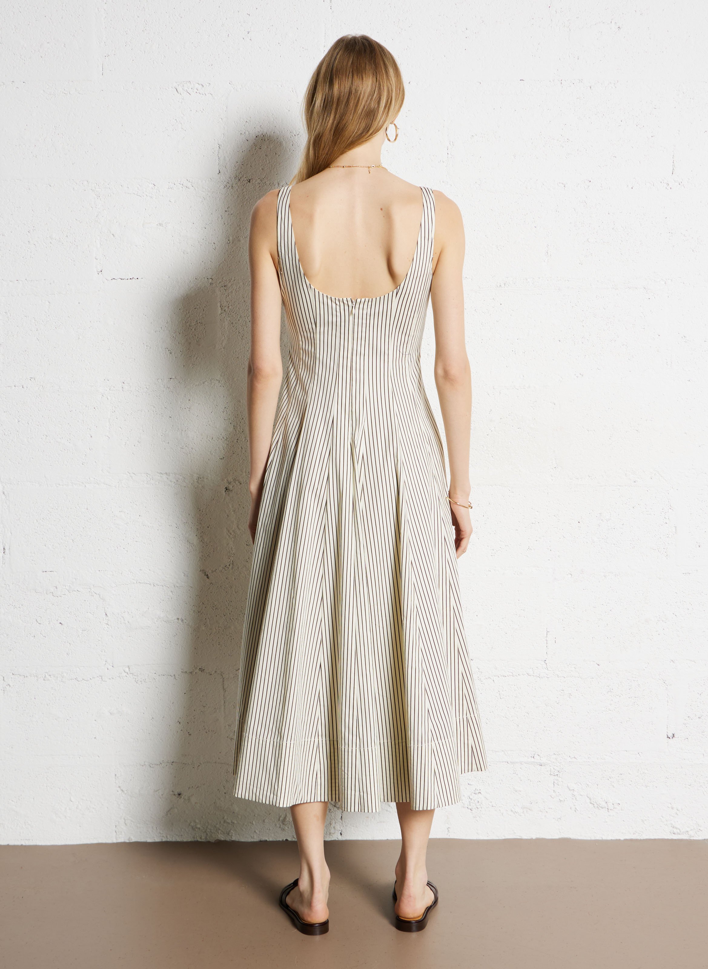 Striped midi dress in blended cotton STAUD Multicolored