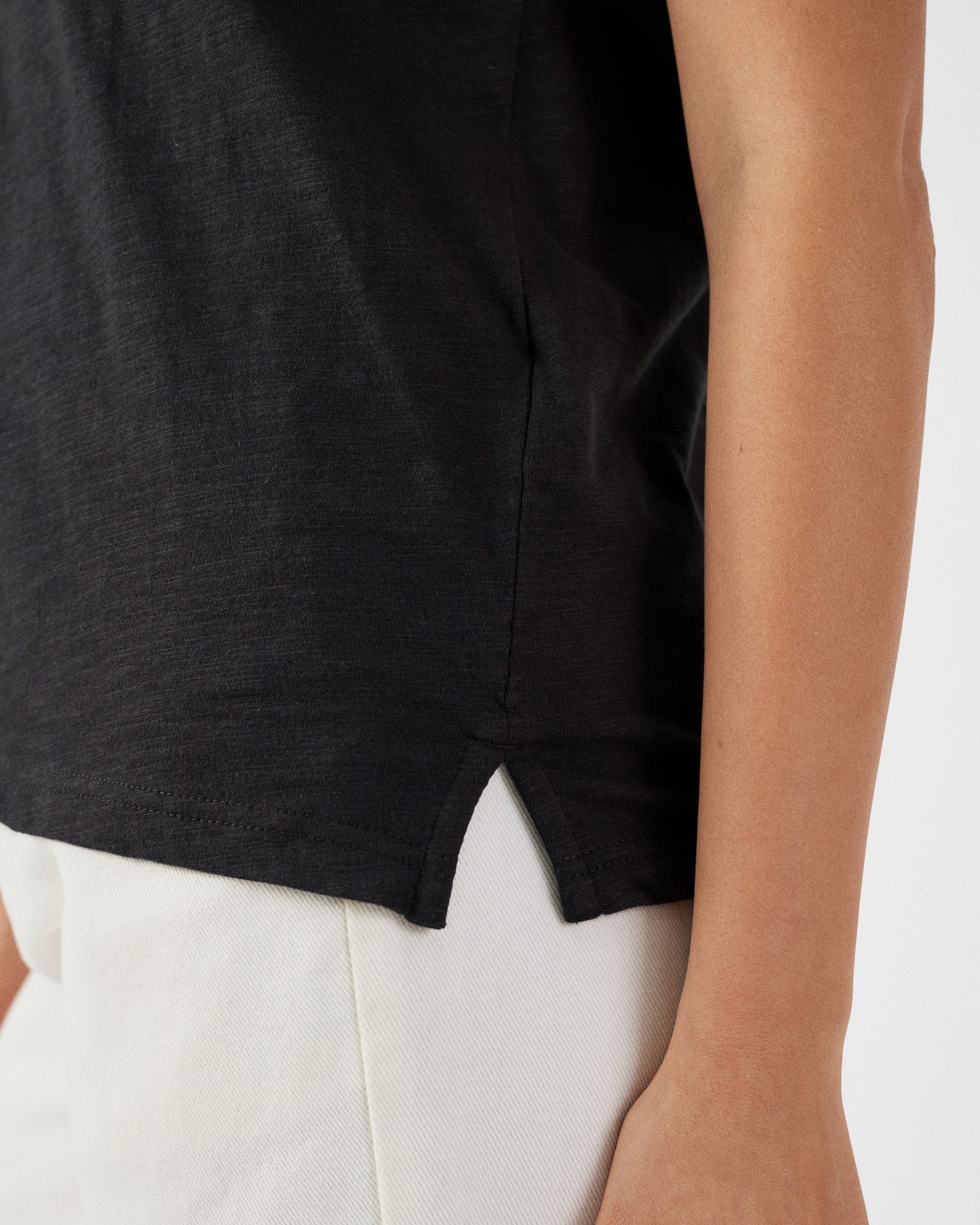 Women's V-neck cotton T-shirt Sonia JOTT Black