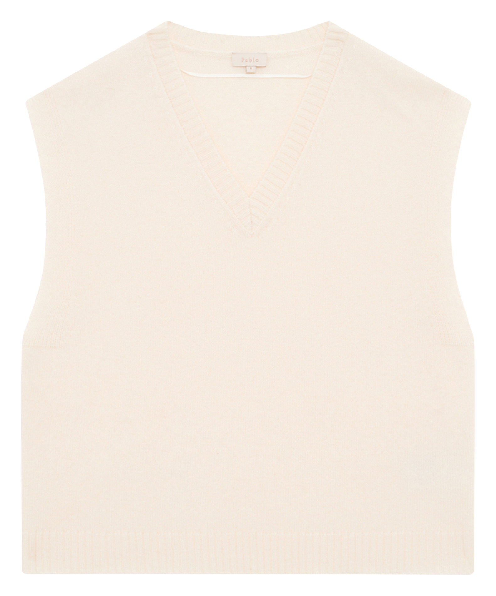 Pull col V uni en laine PABLO Beige