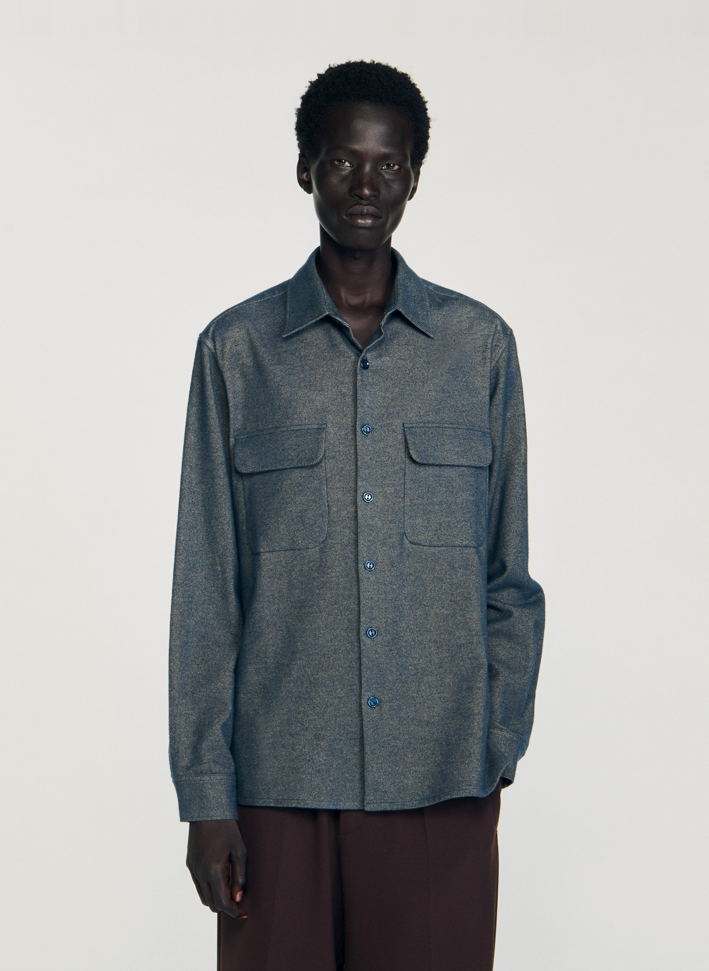 Cotton shirt with classic collar SANDRO Blue