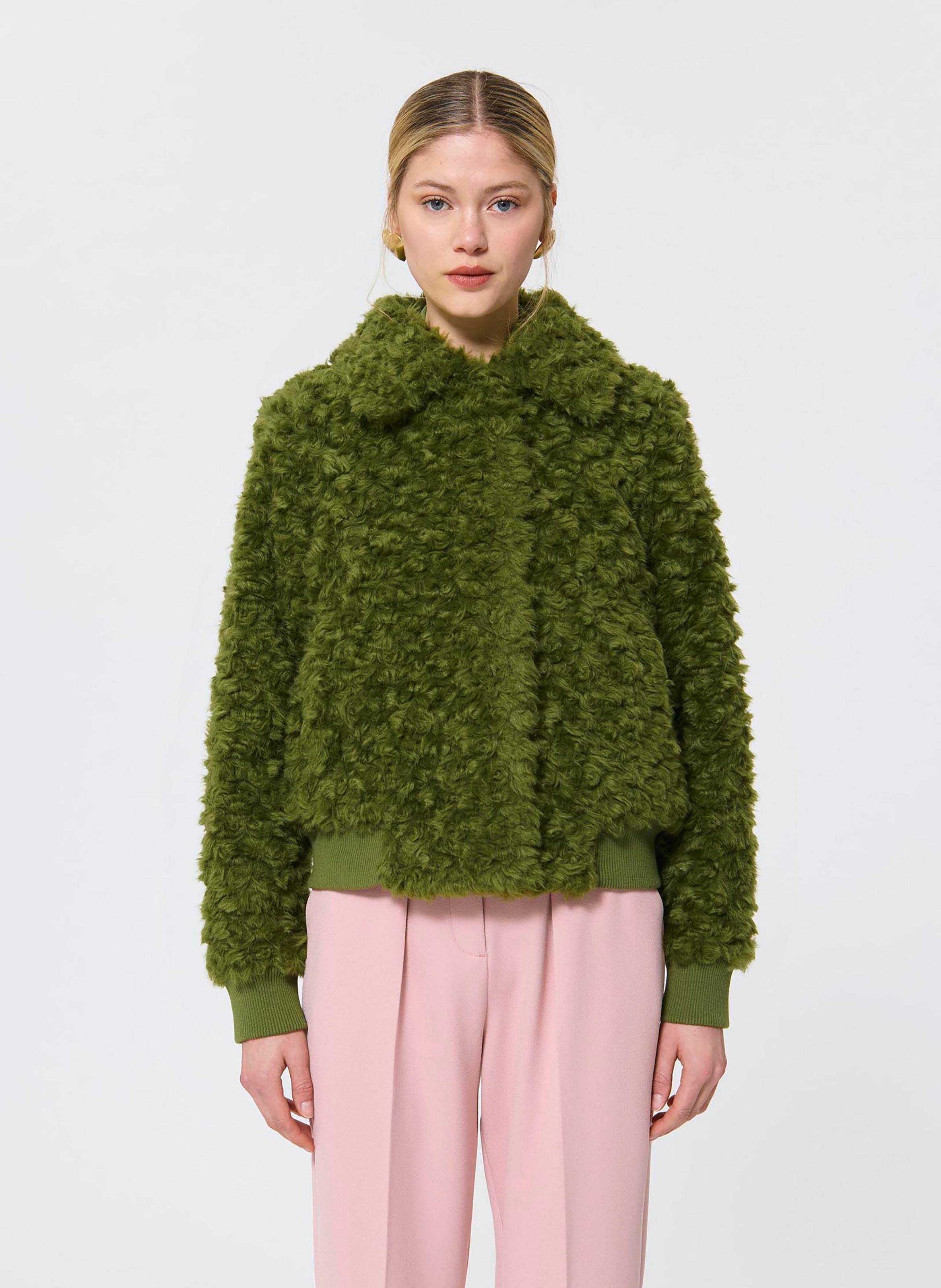 Faux fur jacket with classic collar TARA JARMON Green