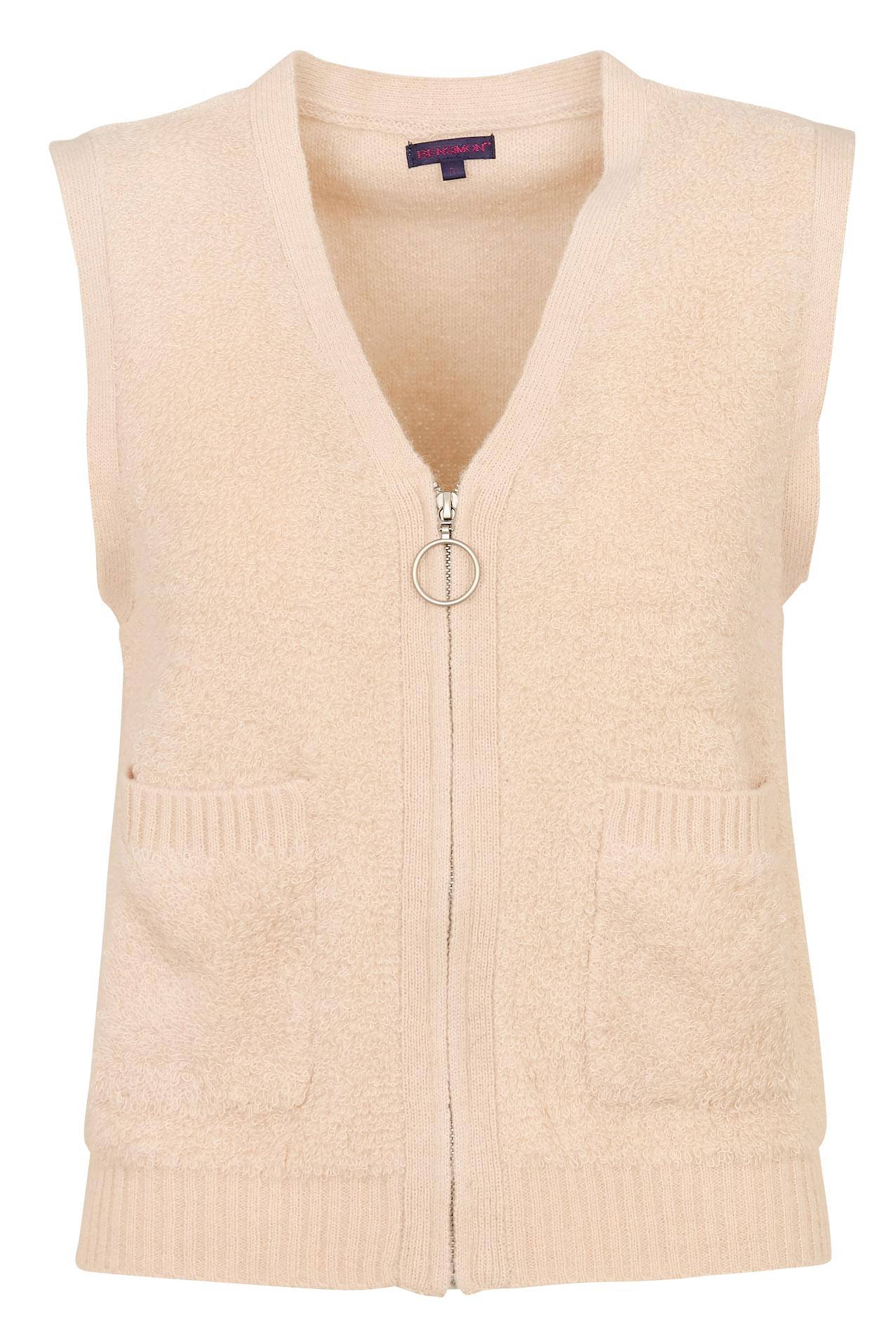 Gilet droit col V en laine mélangée BENSIMON Blanc