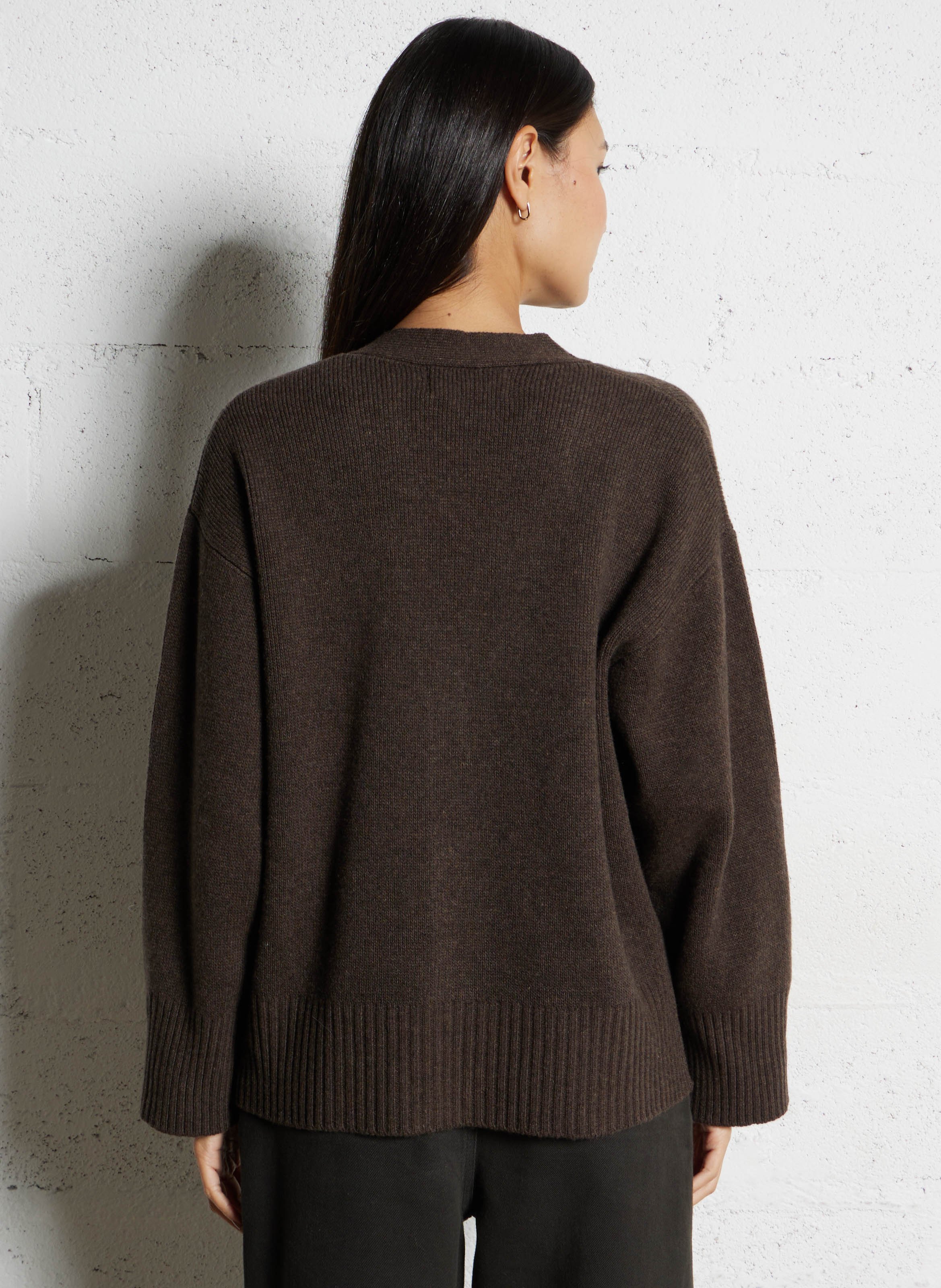 Oversized V-neck wool blend vest BELLEPIECE Brown