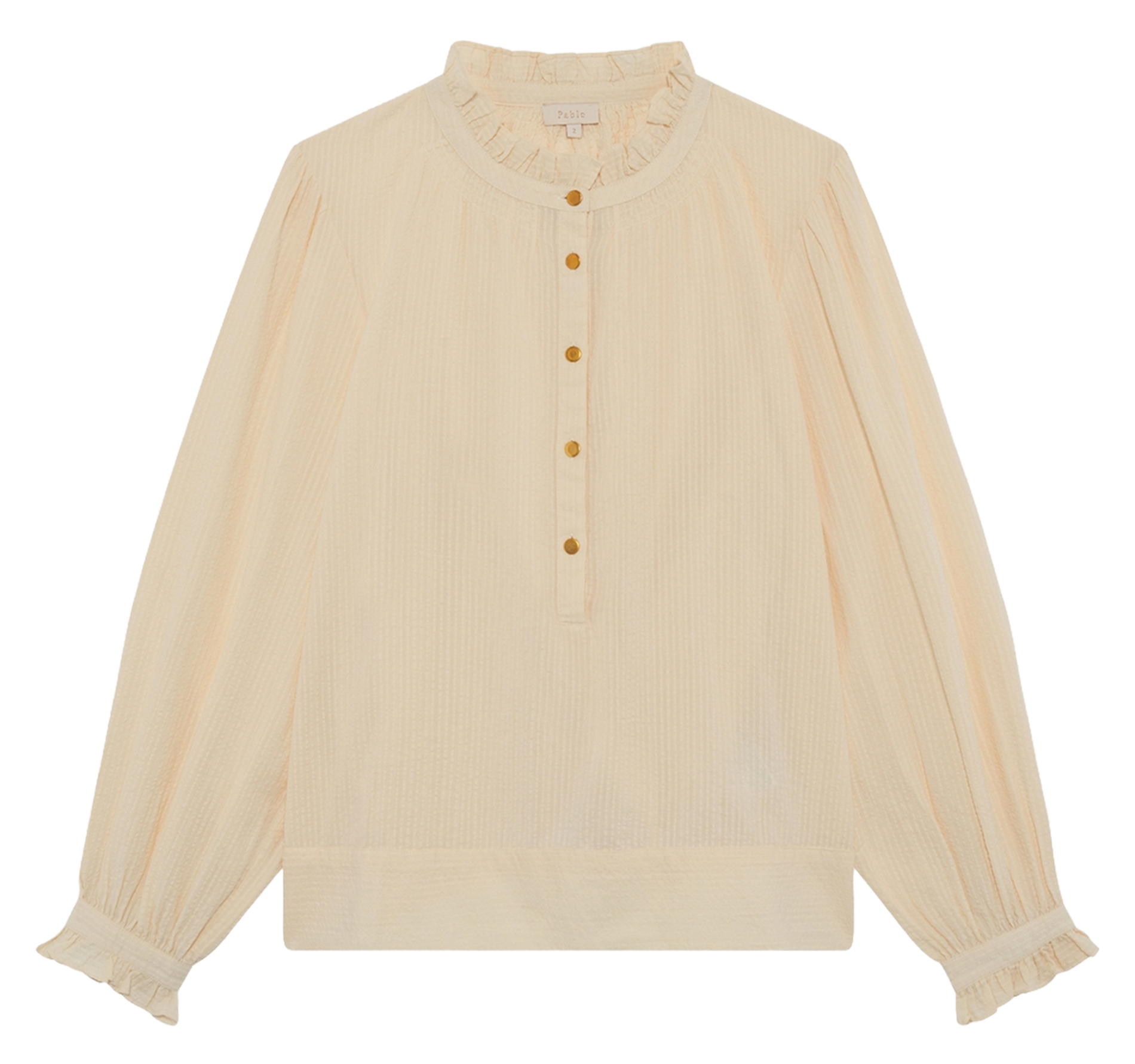 Blouse col rond en coton PABLO Beige