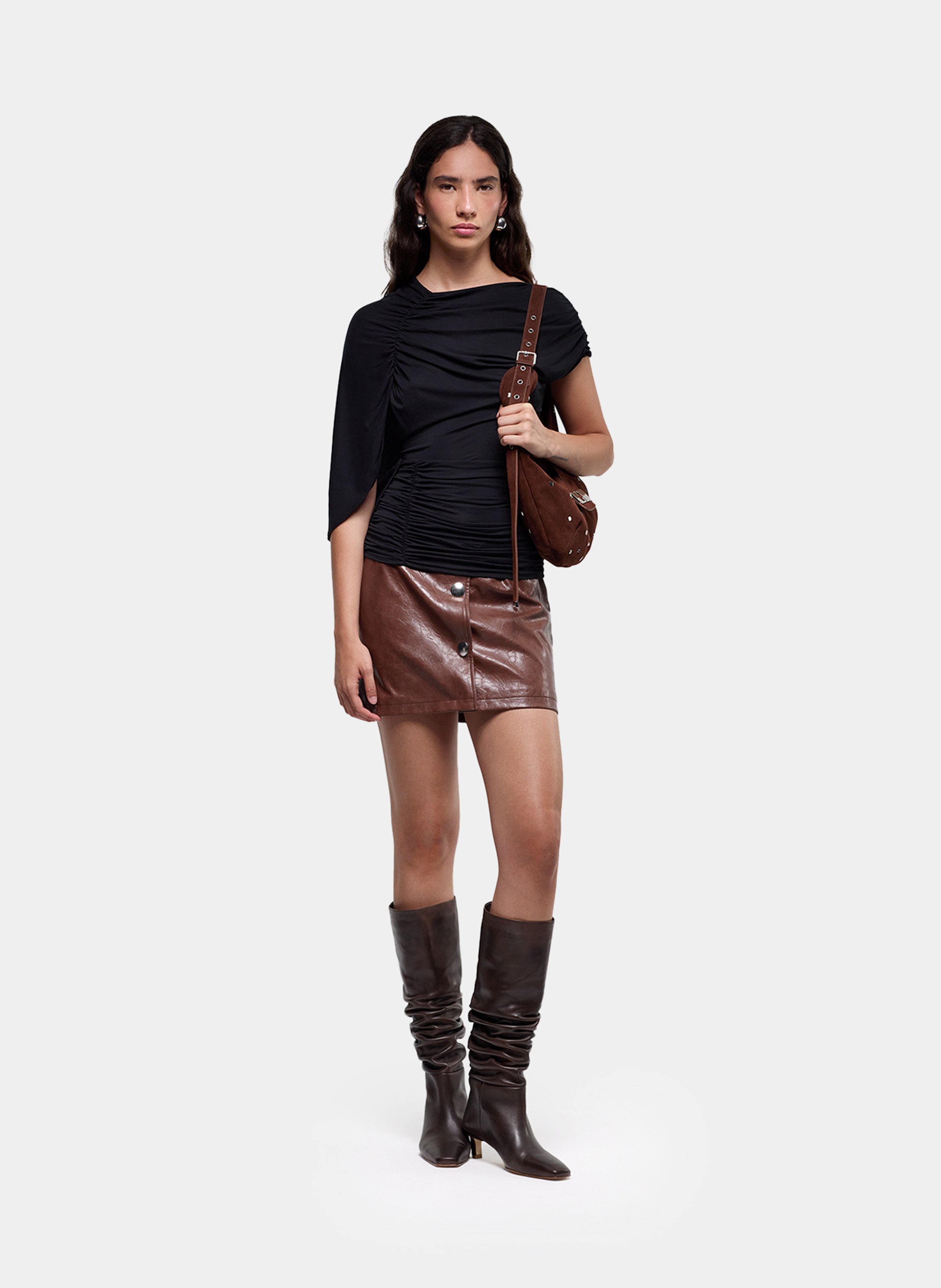 Round-neck gathered top LAAGAM Black