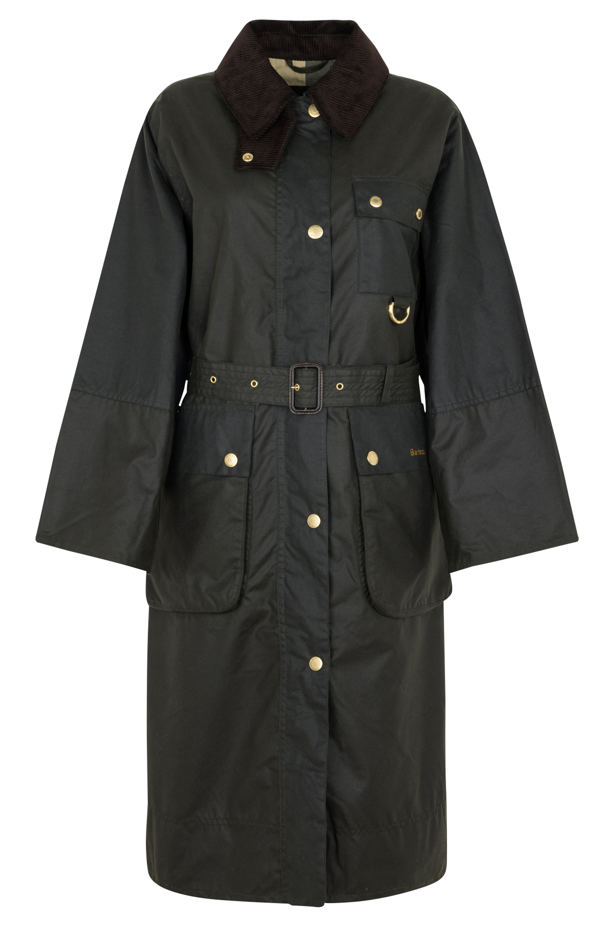Trench col classique en velours côtelé en coton BARBOUR Kaki