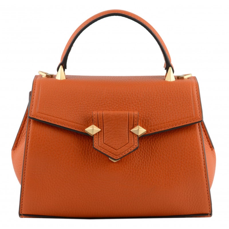 Handbag - grained calf leather POURCHET Orange