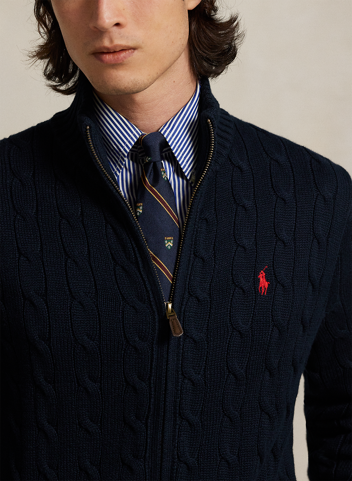 High-neck straight-cut cotton sweater POLO RALPH LAUREN Blue