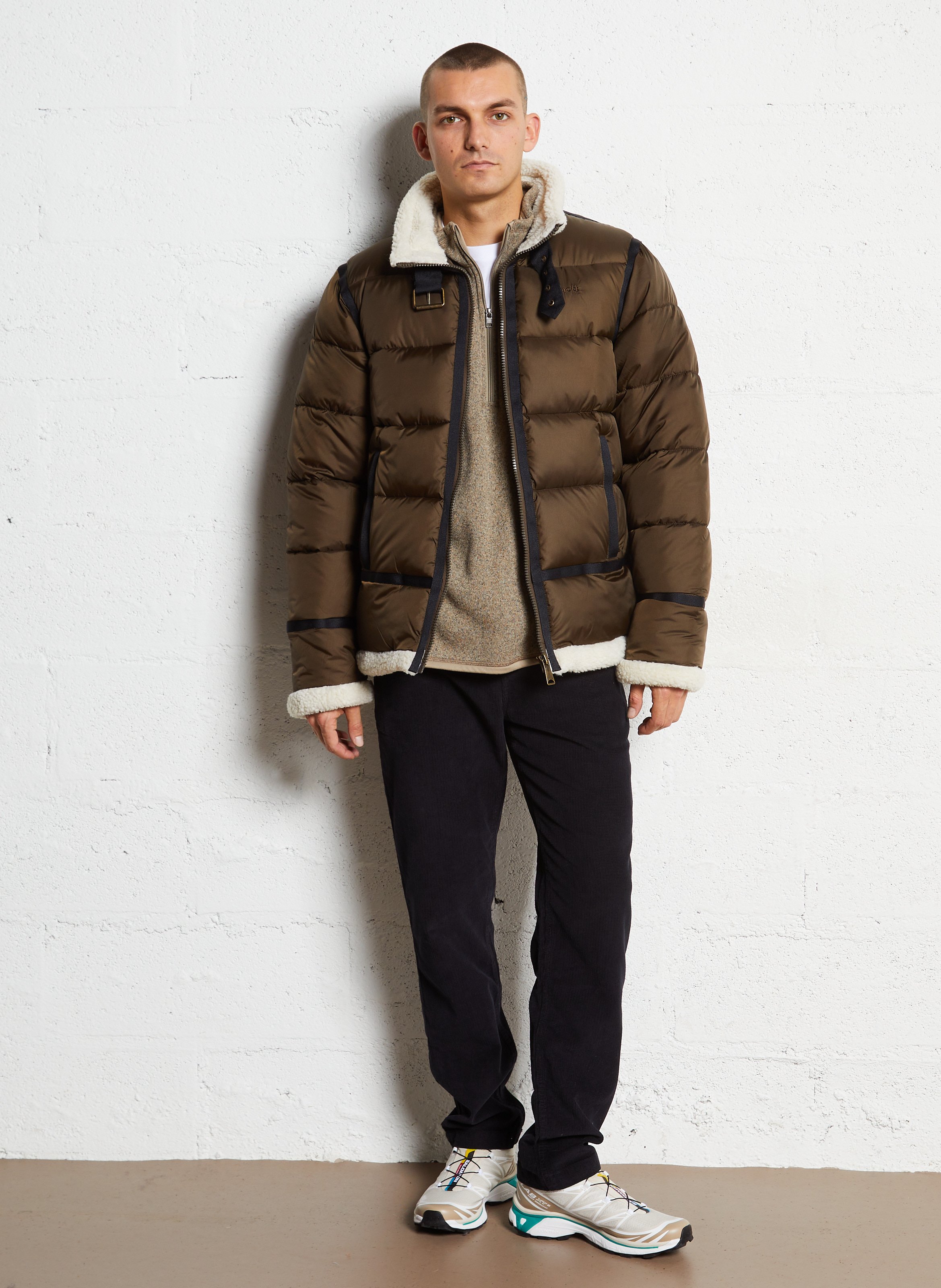 Doudoune droite col montant SCHOTT Marron