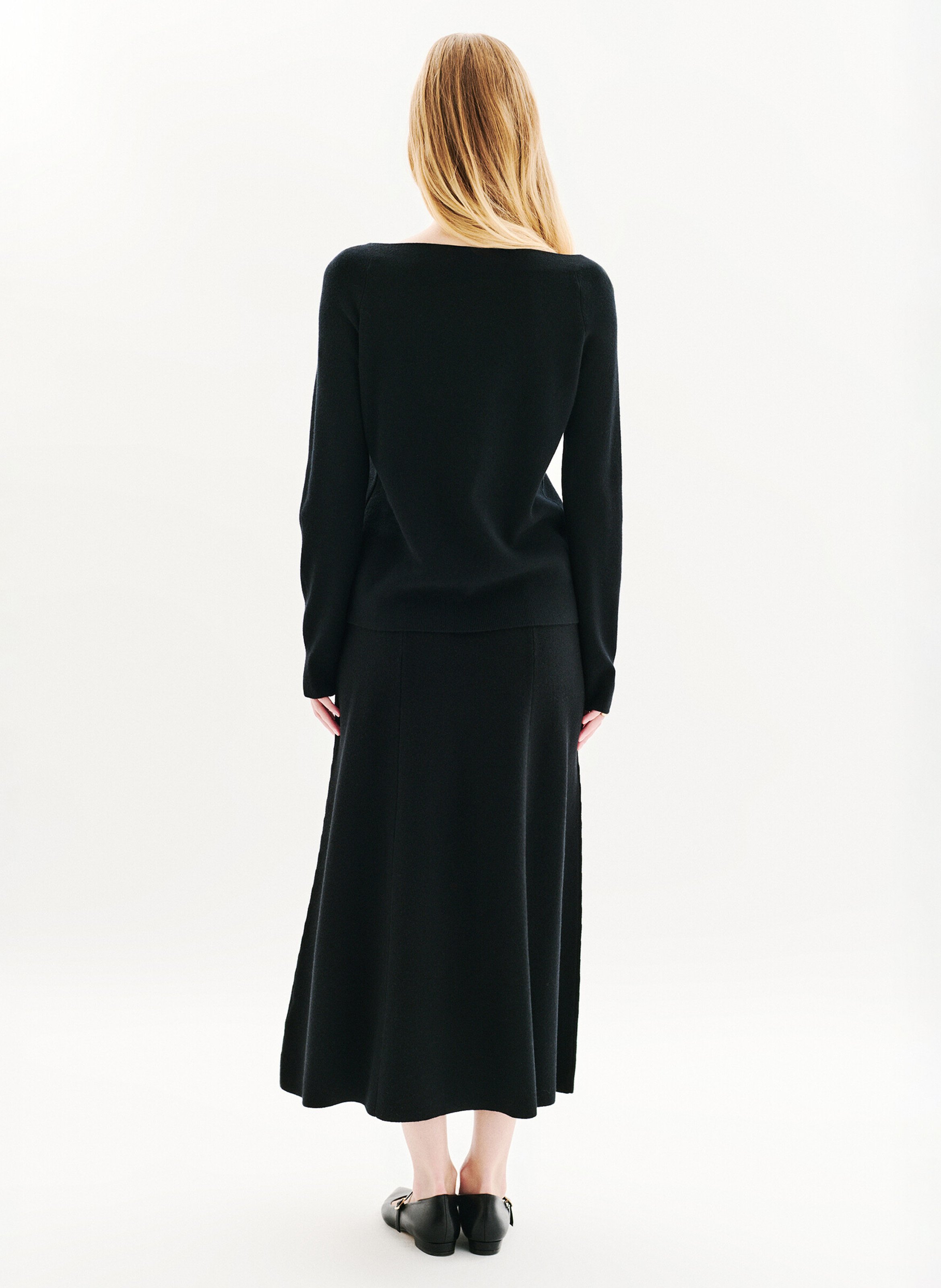 Jupe longue en laine mélangée CAROLL Noir