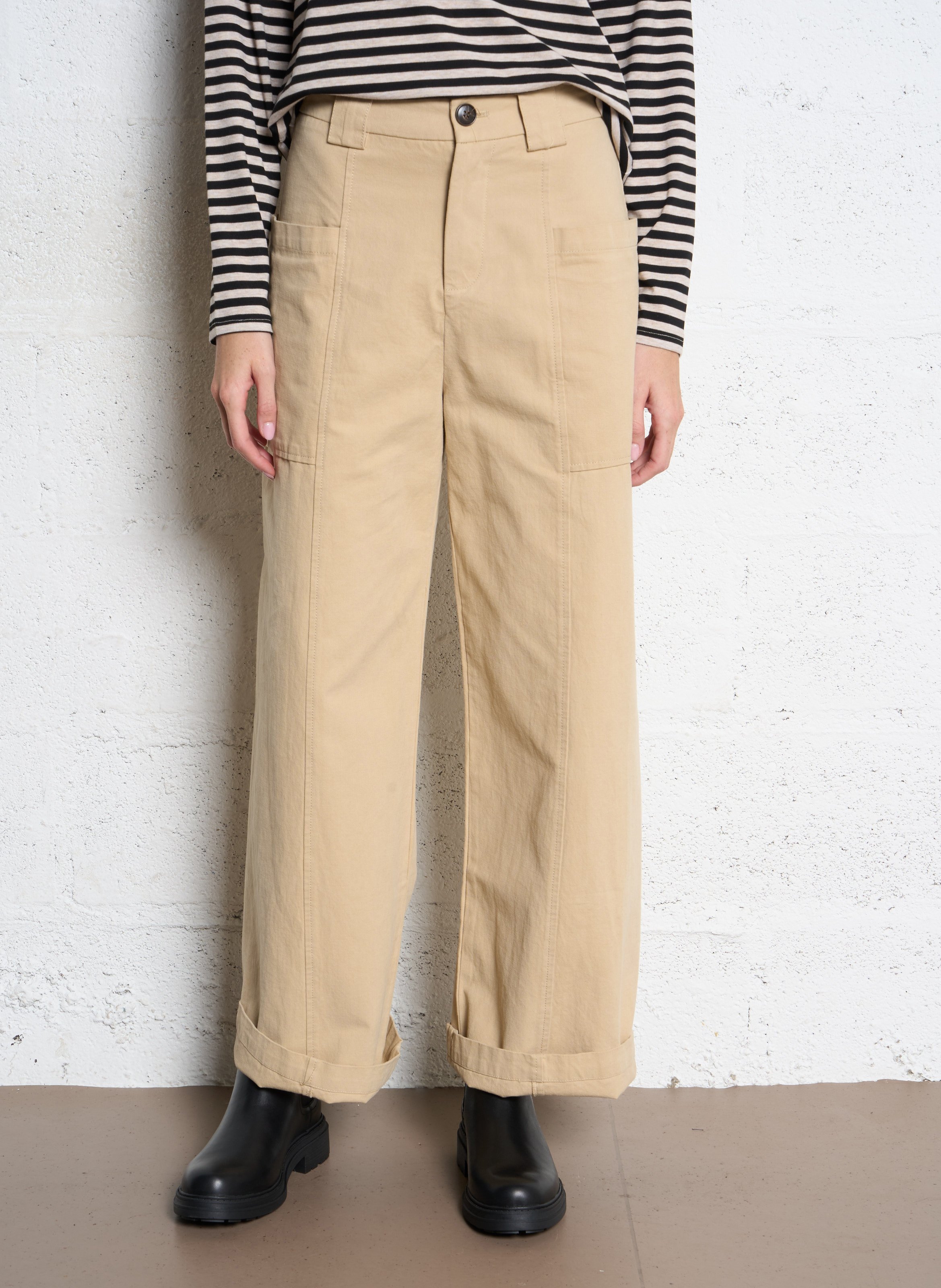 Weit geschnittene Taillenhose aus Baumwolle THE KORNER Weiss