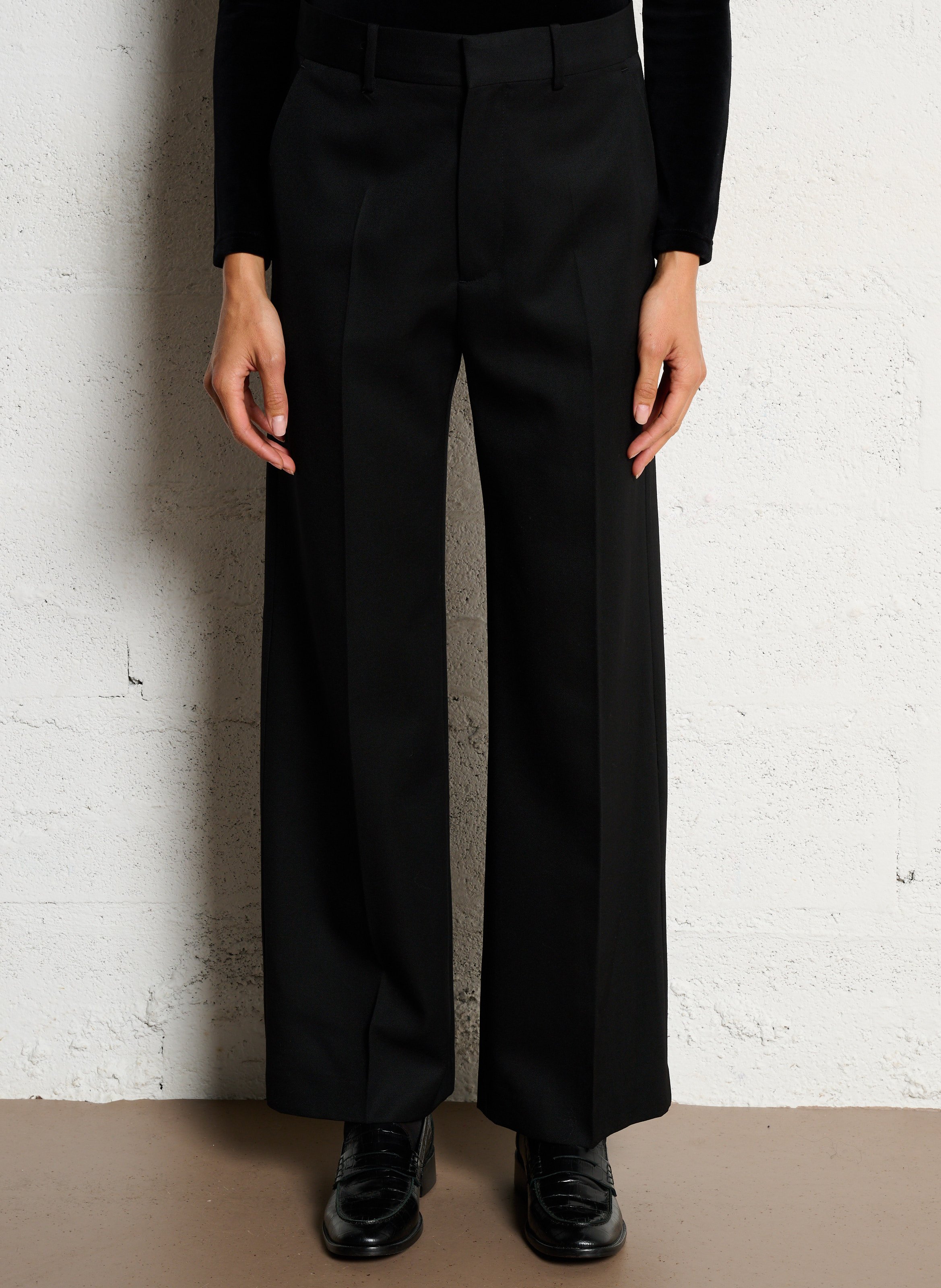 Pantalon tailleur droit uni en laine MASSCOB Noir