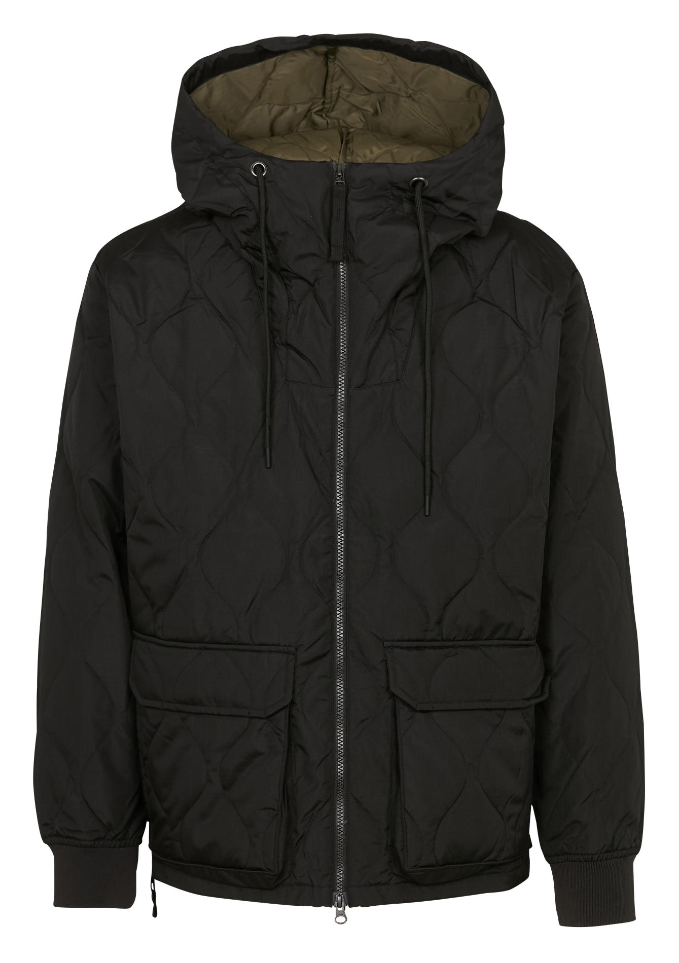 Oversized hooded jacket with high neck TAION Black