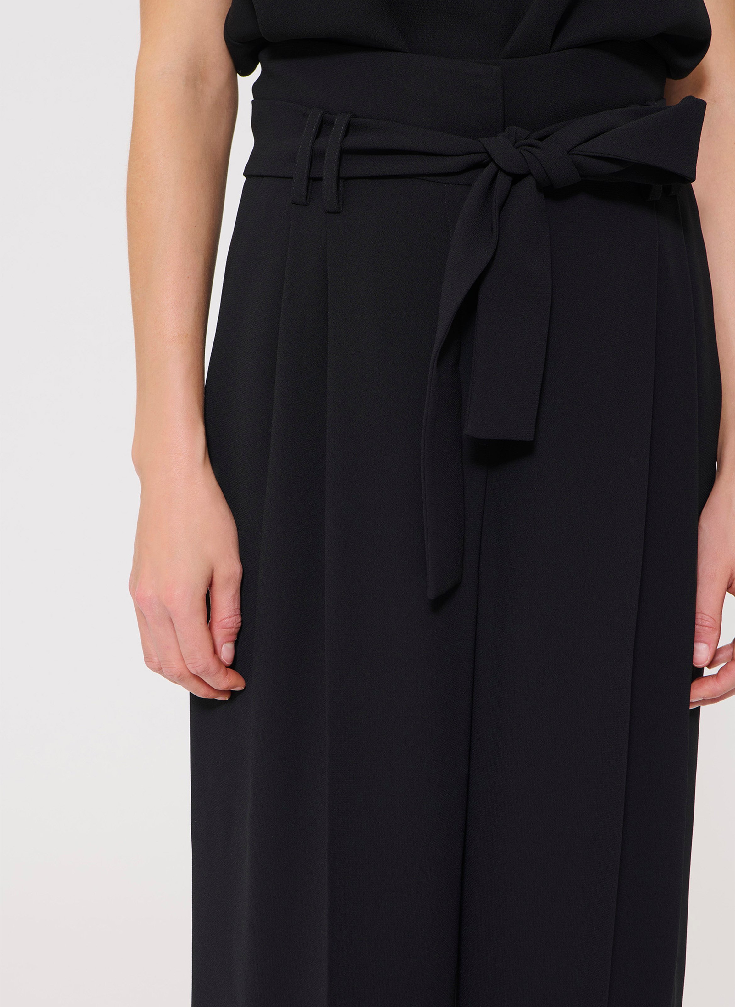 Hoge taille broek met ceintuur in effen kleur TARA JARMON Zwart