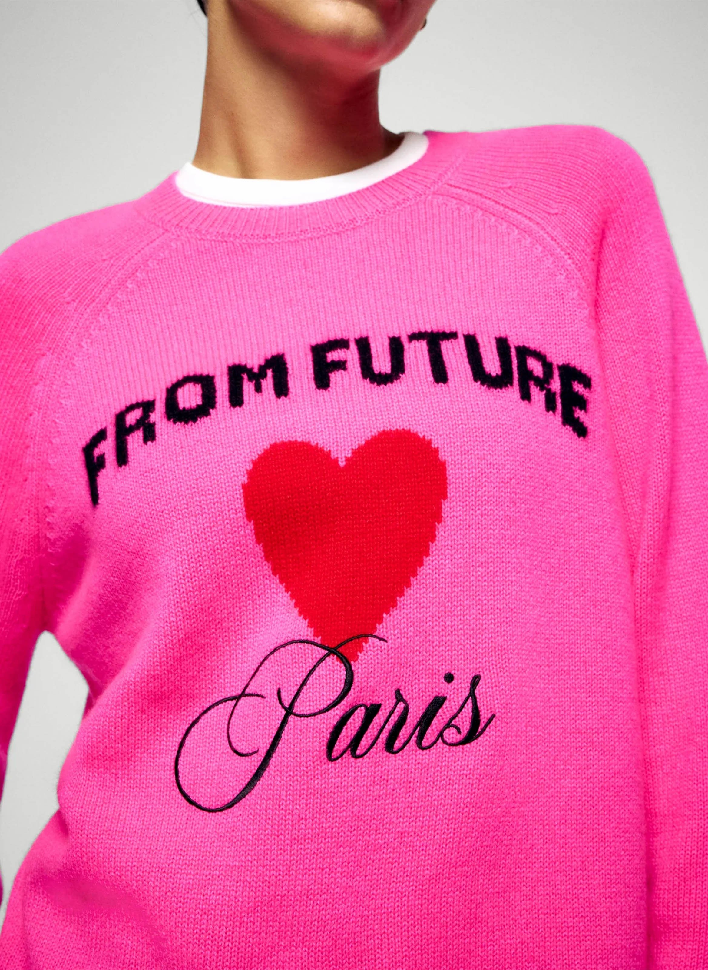 Pull droit en cachemire imprimé FROM FUTURE Rose
