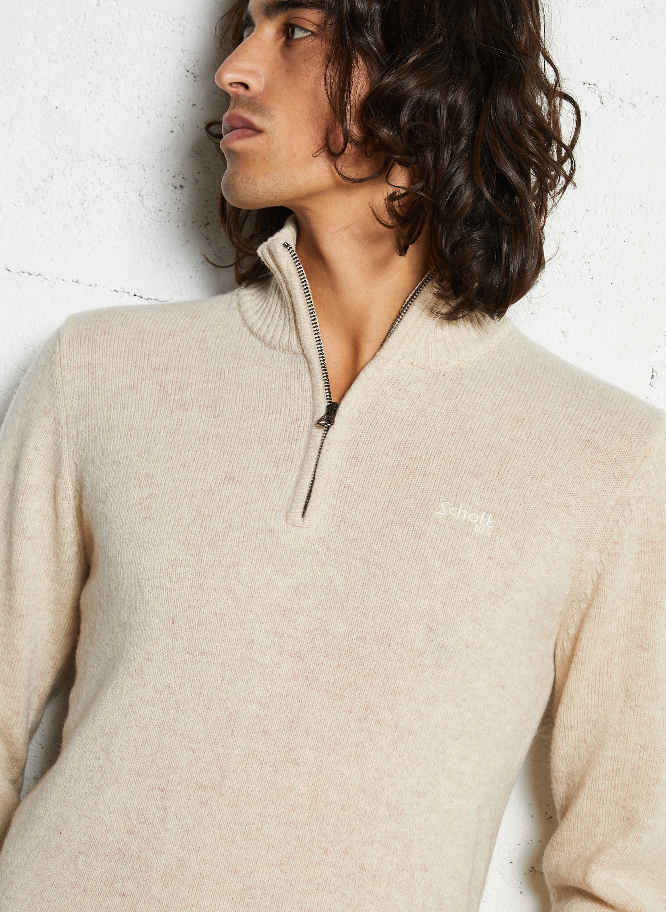 High-neck sweater SOLID Beige