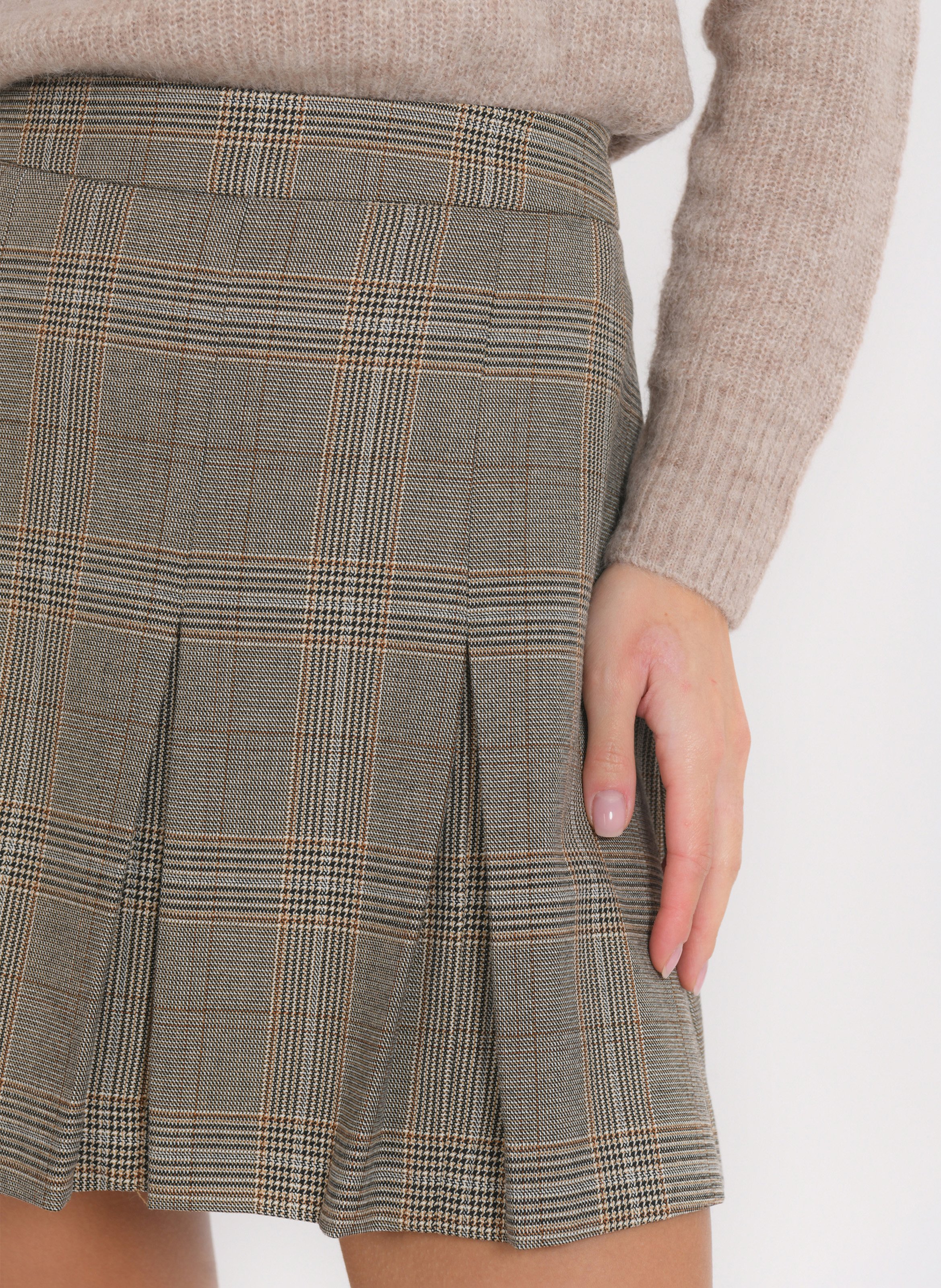 Kurzer ausgestellter Rock mit Plisseefalten KOOKAI Braun