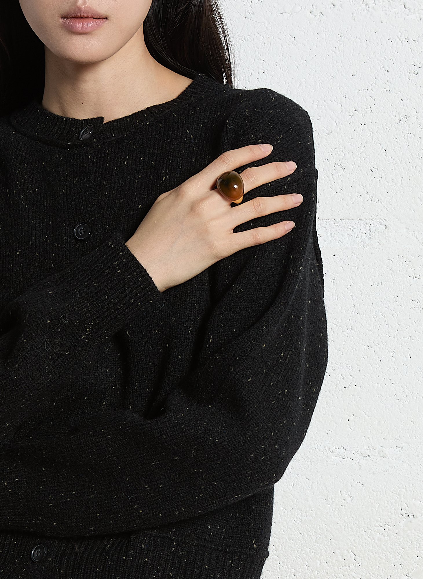 Bague effet boule Marron