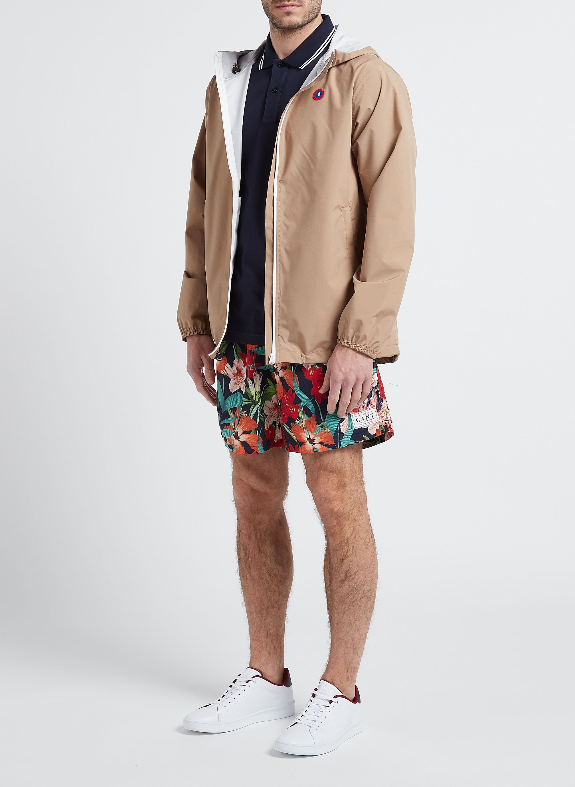 Korte regenjas met capuchon FLOTTE Beige