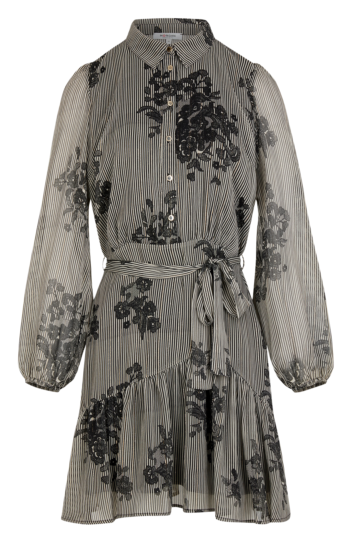 Robe courte rayée à motifs floraux MORGAN Multicolore