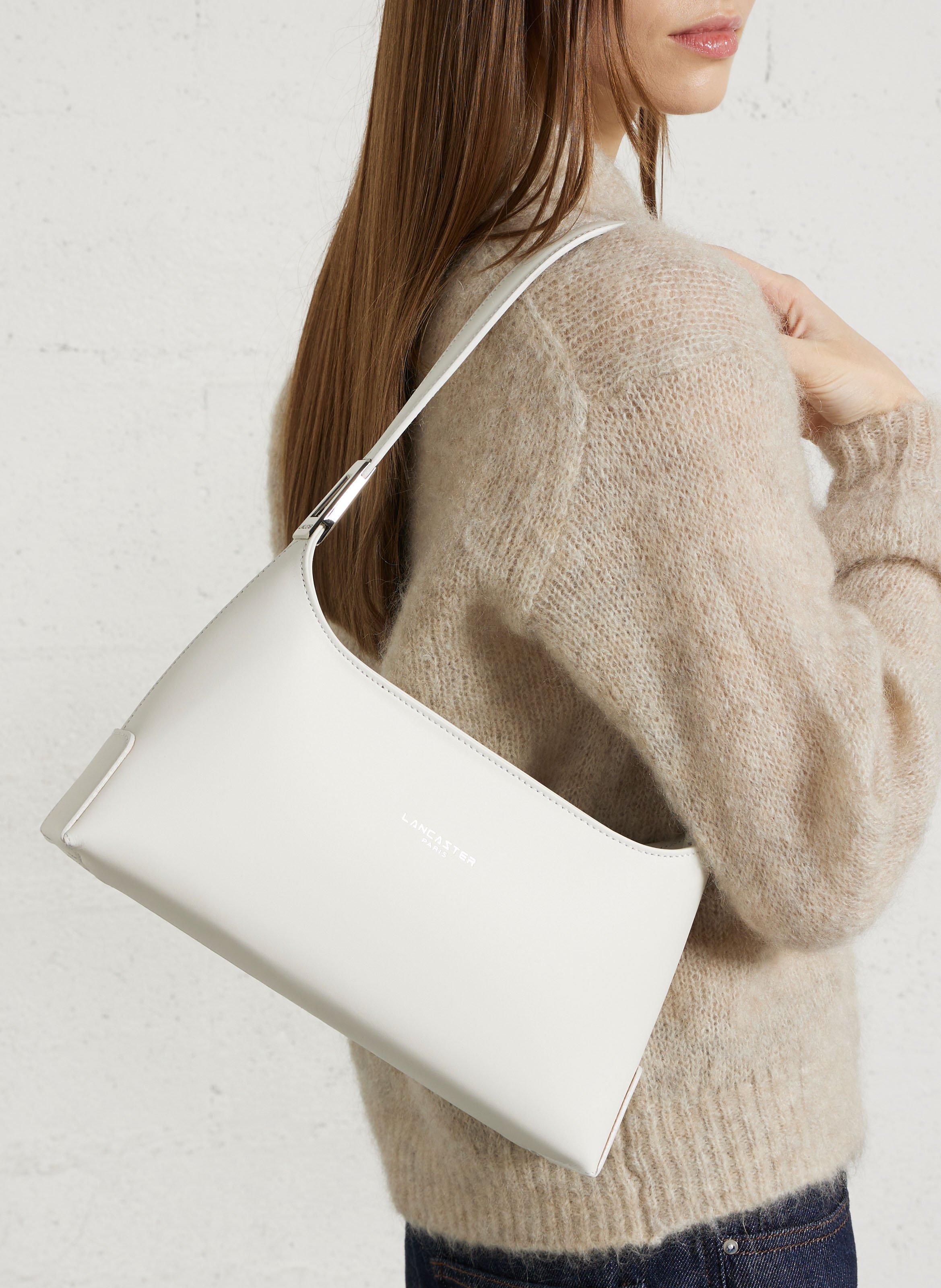 Sac porté épaule en cuir LANCASTER PARIS Blanc