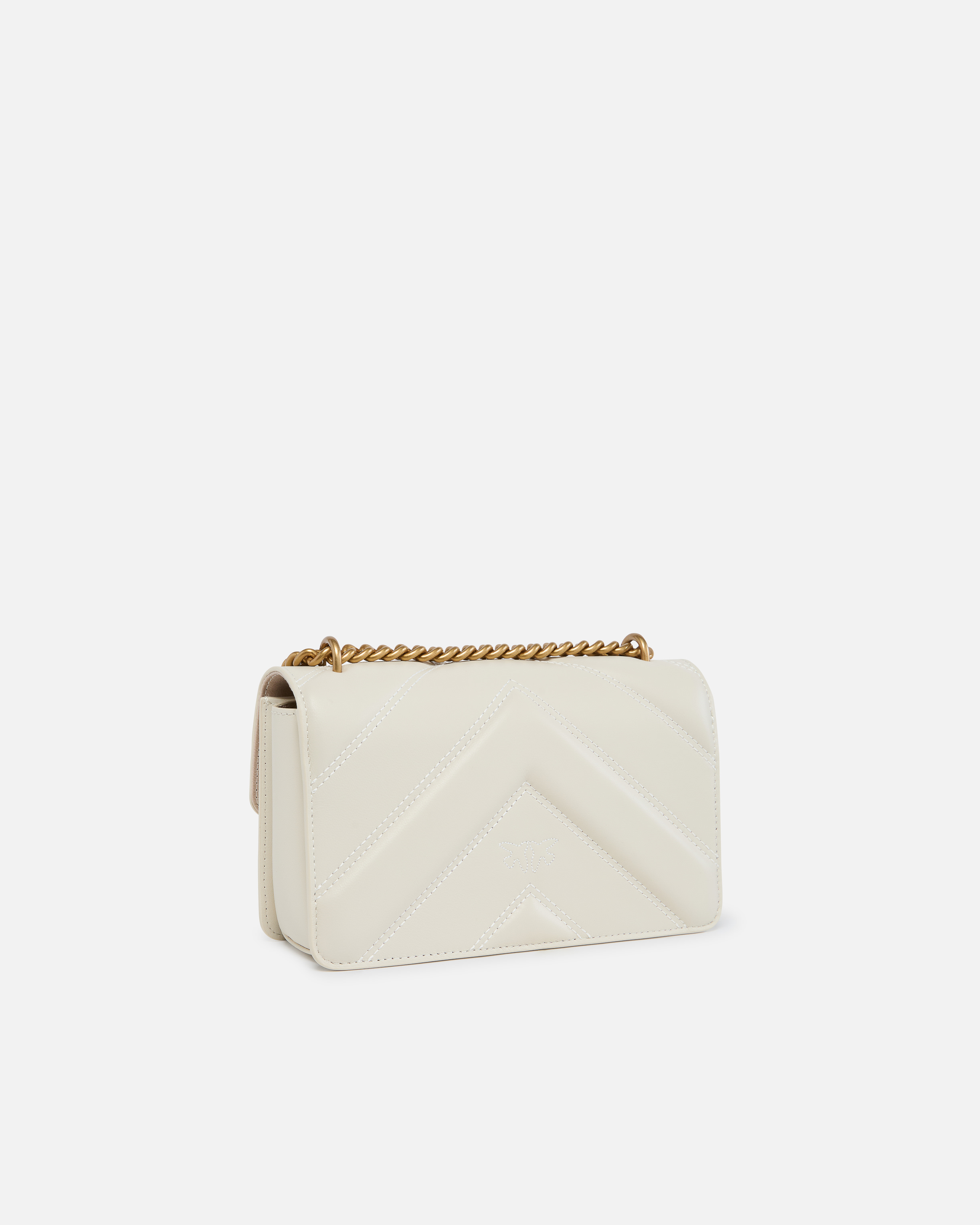 Mini Love Bag shoulder bag in quilted chevron nappa leather PINKO White