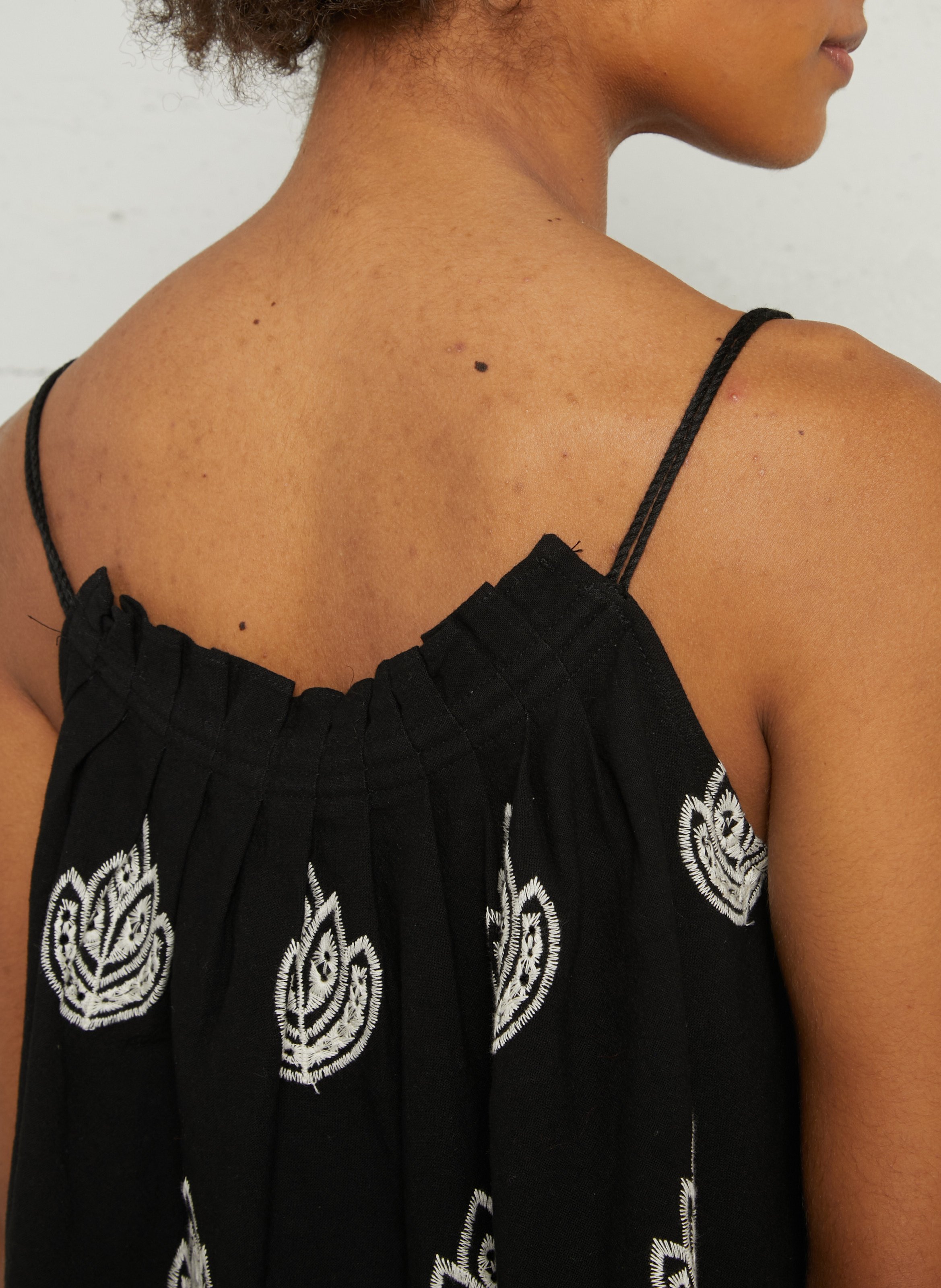 Top brodé en coton THE KORNER Noir