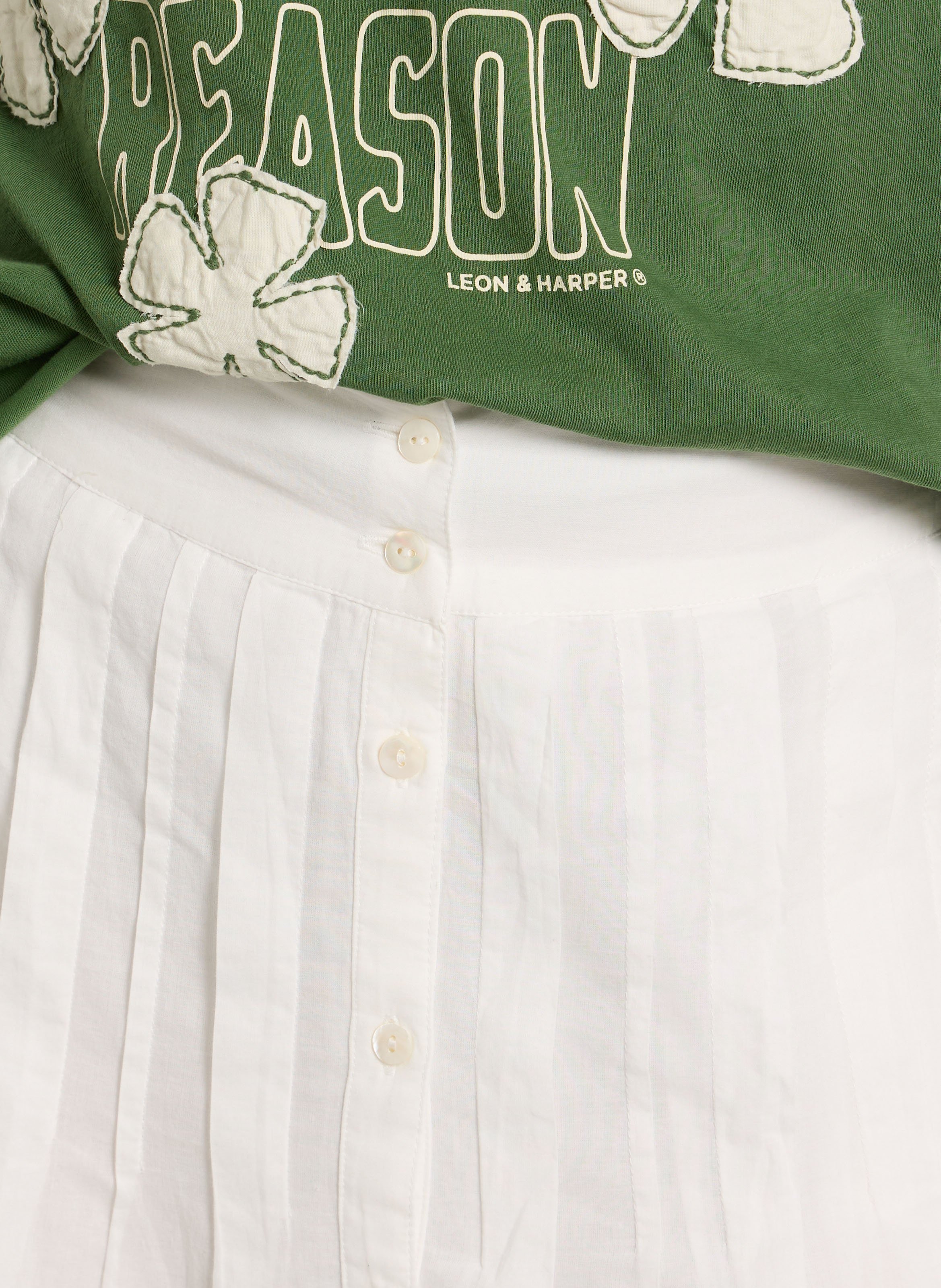 Long A-line organic cotton skirt LEON & HARPER White