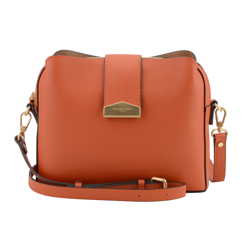 Leather clutch bag Orange