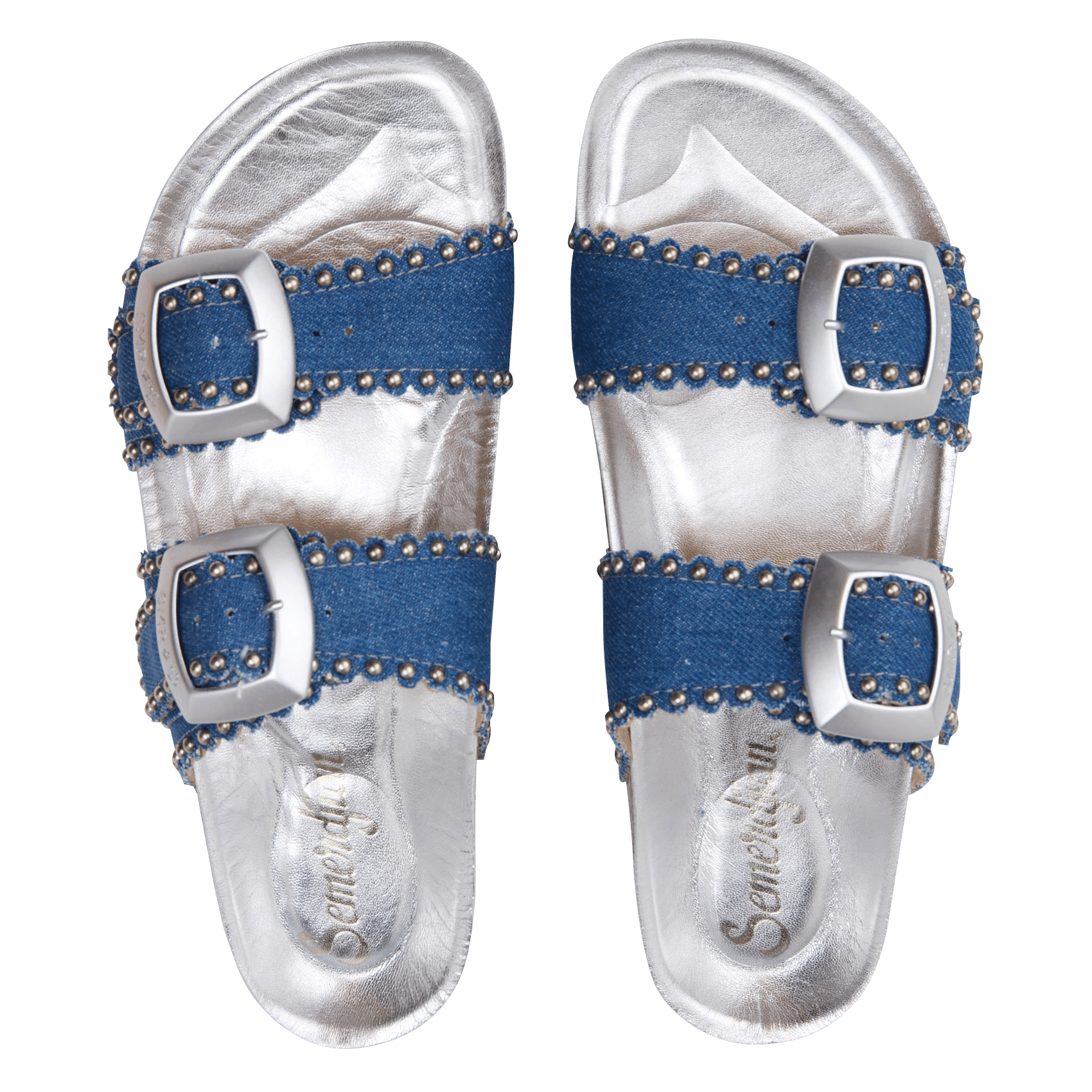 Sandales plates à brides en cuir SEMERDJIAN - SMR Bleu