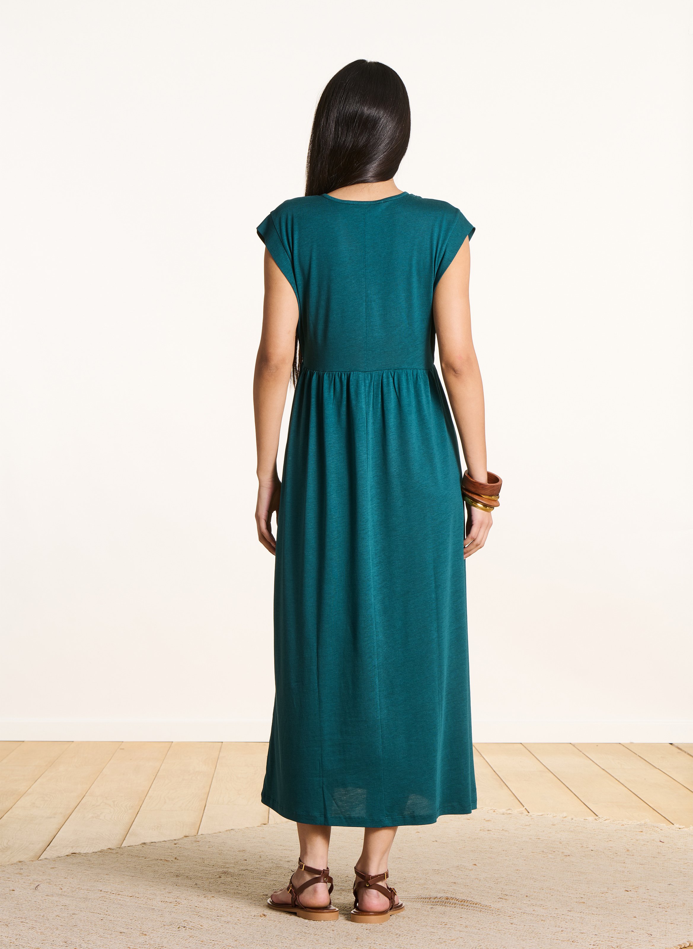 Robe longue col V  LA FEE MARABOUTEE Vert