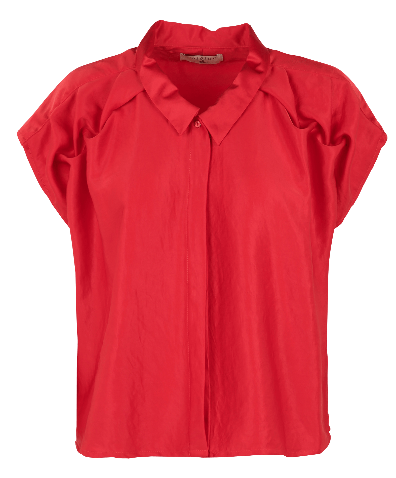 Classic-collar pleated shirt COTELAC Red
