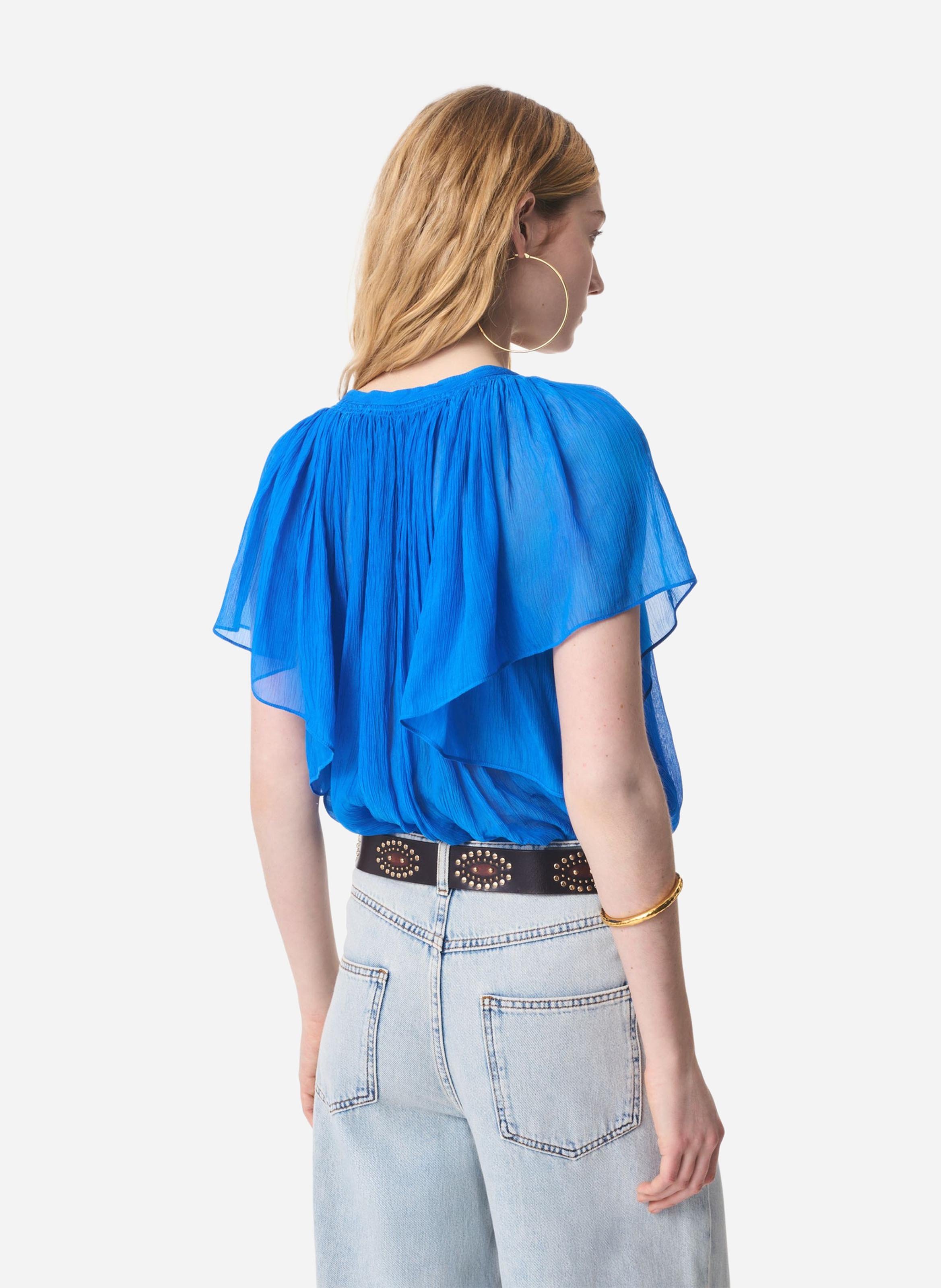 Blouse fluide col tunisien unie VANESSA BRUNO Blue