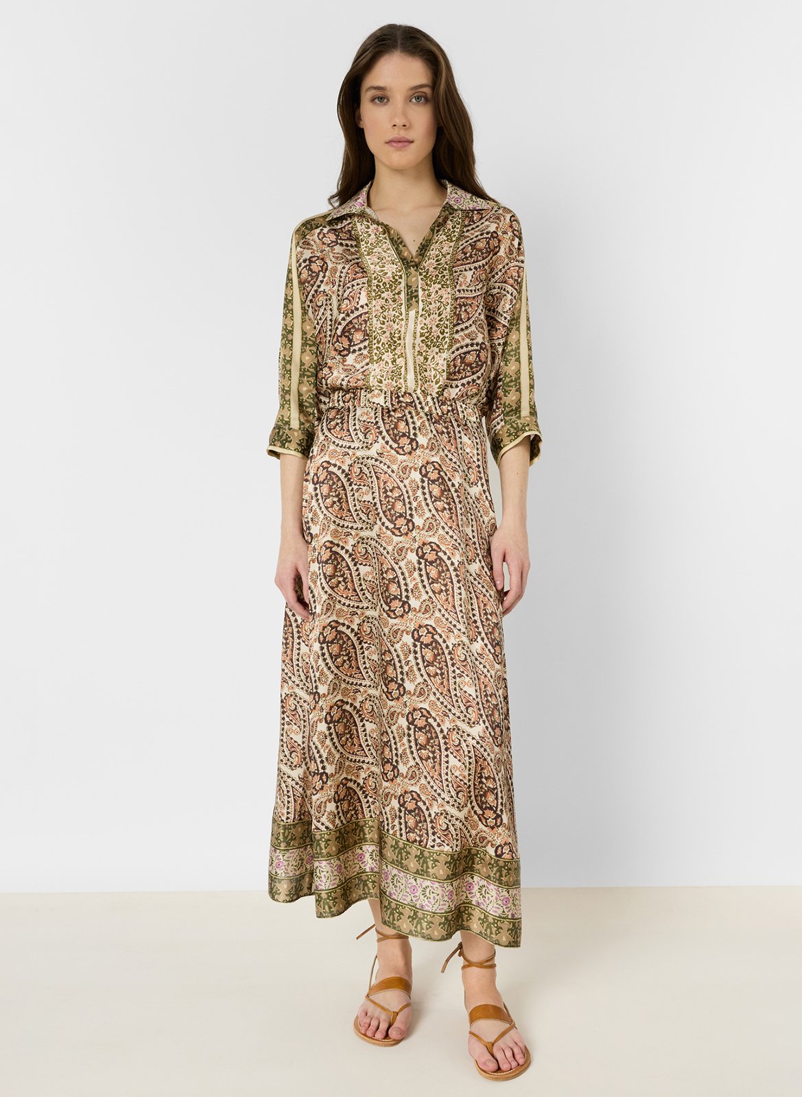 Jupe longue imprimée en soie GERARD DAREL Noir