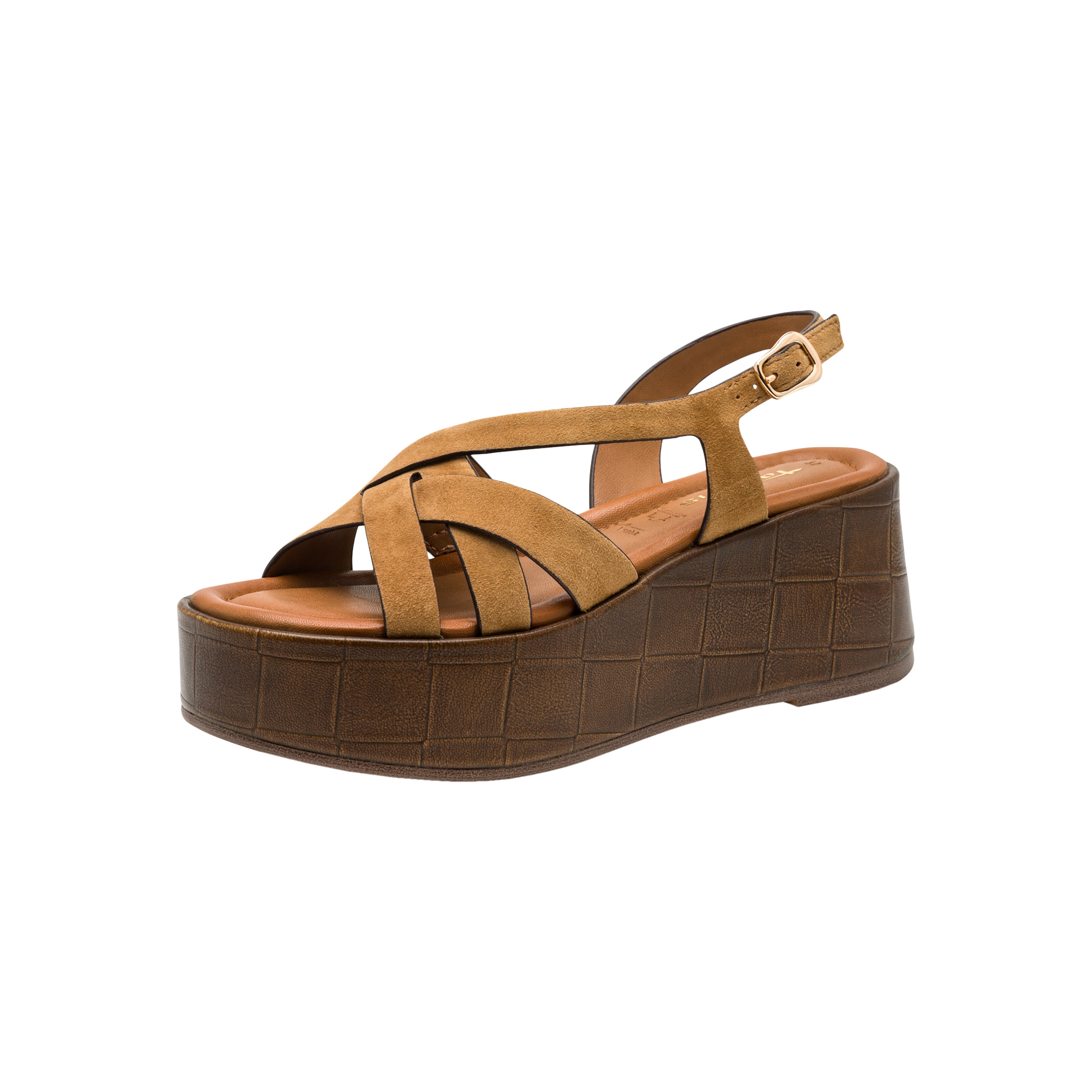 Leather wedge sandals TAMARIS Brown