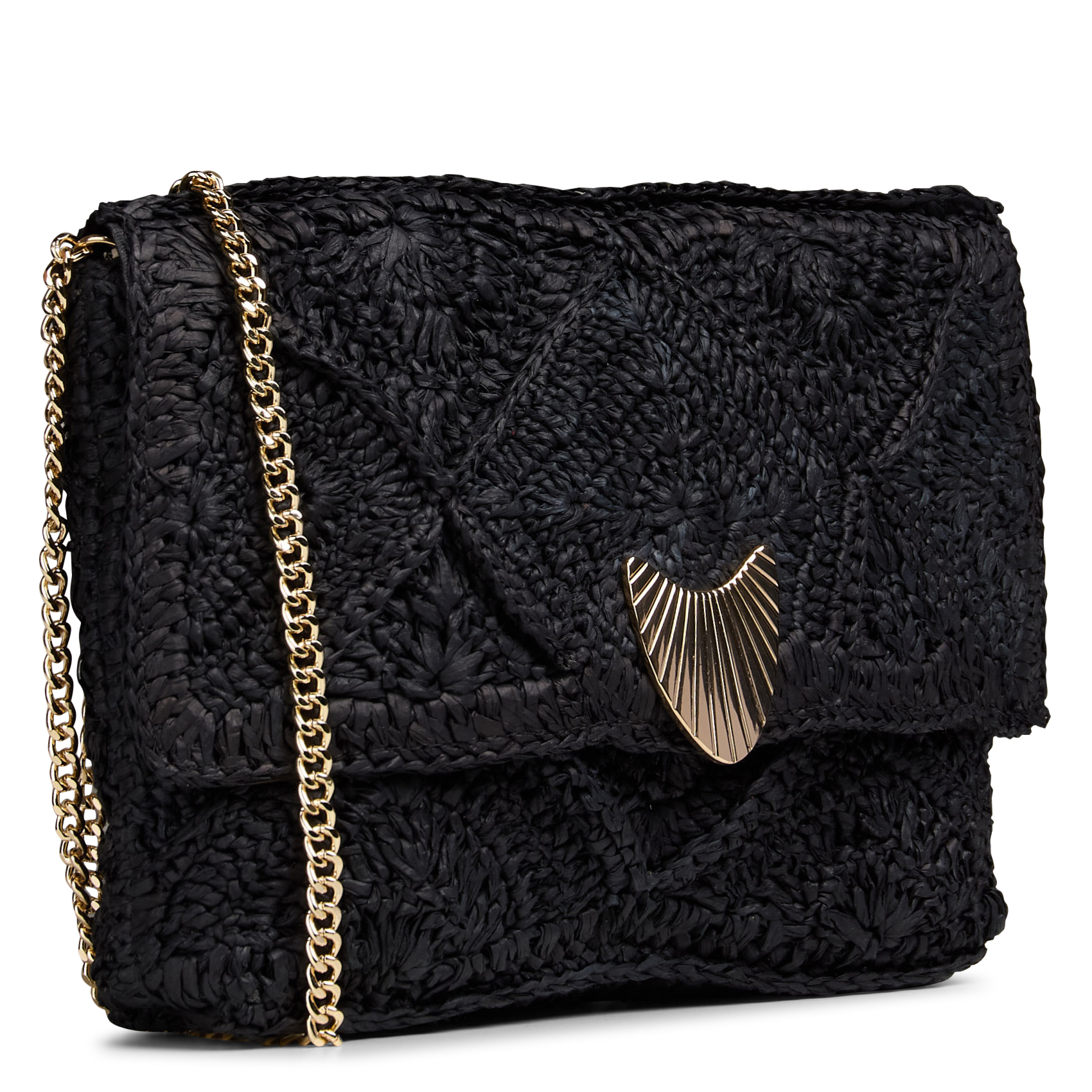 Avondclutch van riet MAISON 123 Zwart