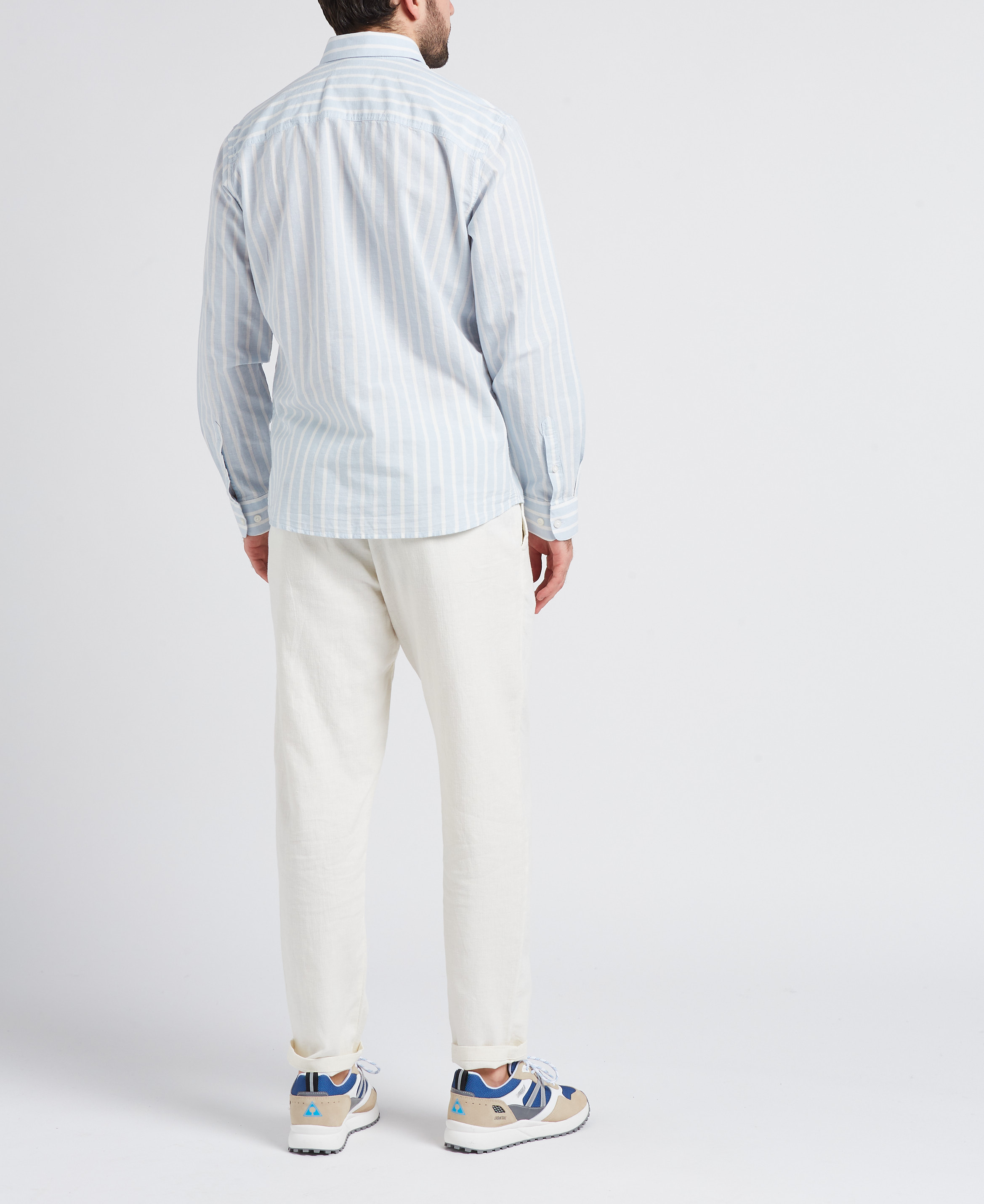 Oversized cotton and linen-blend shirt with classic collar SELECTED Blue