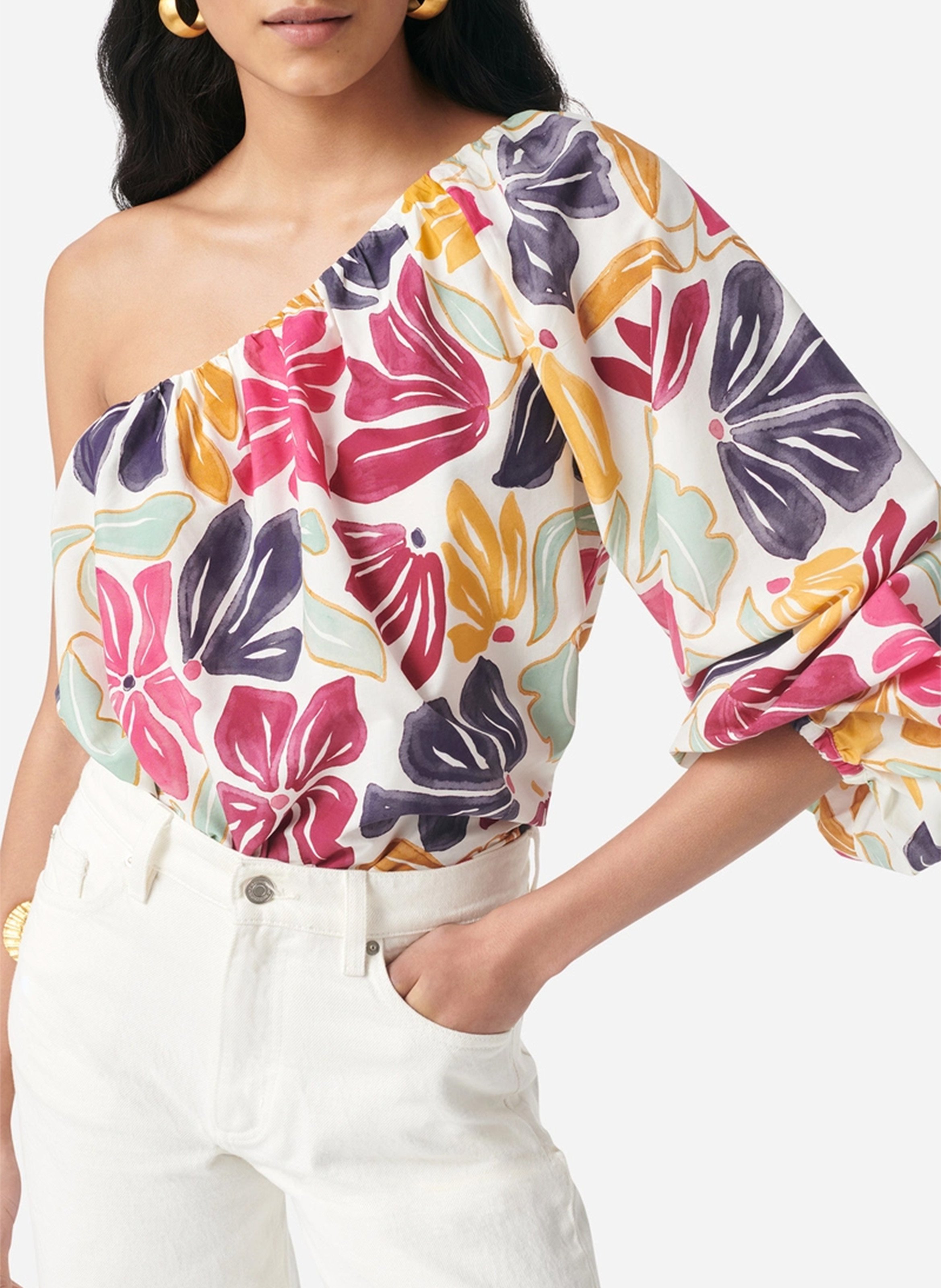 Asymmetrical Printed Top VANESSA BRUNO Multicolored
