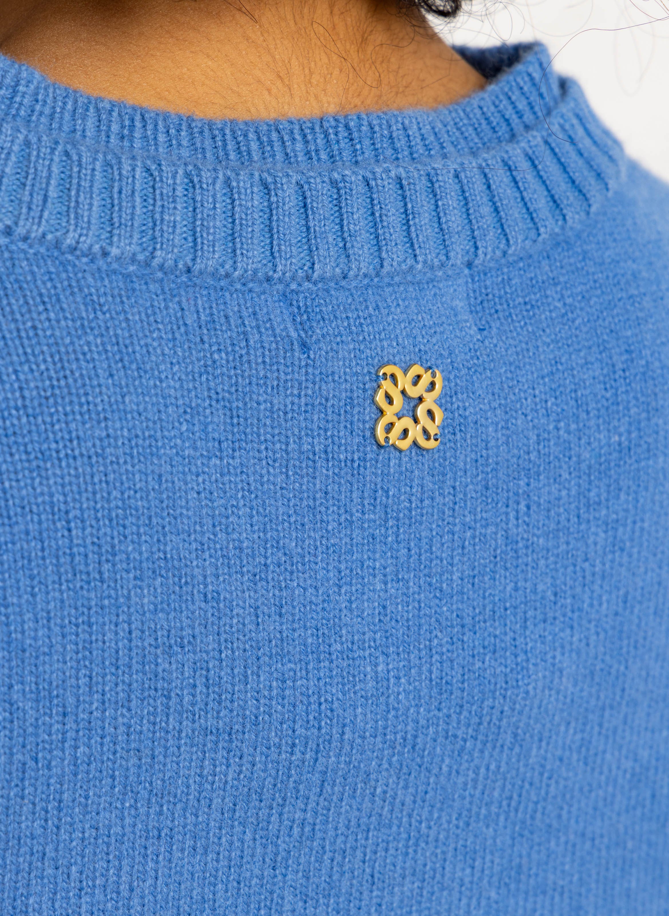Straight round-neck wool and recycled wool vest SUNCOO Blue