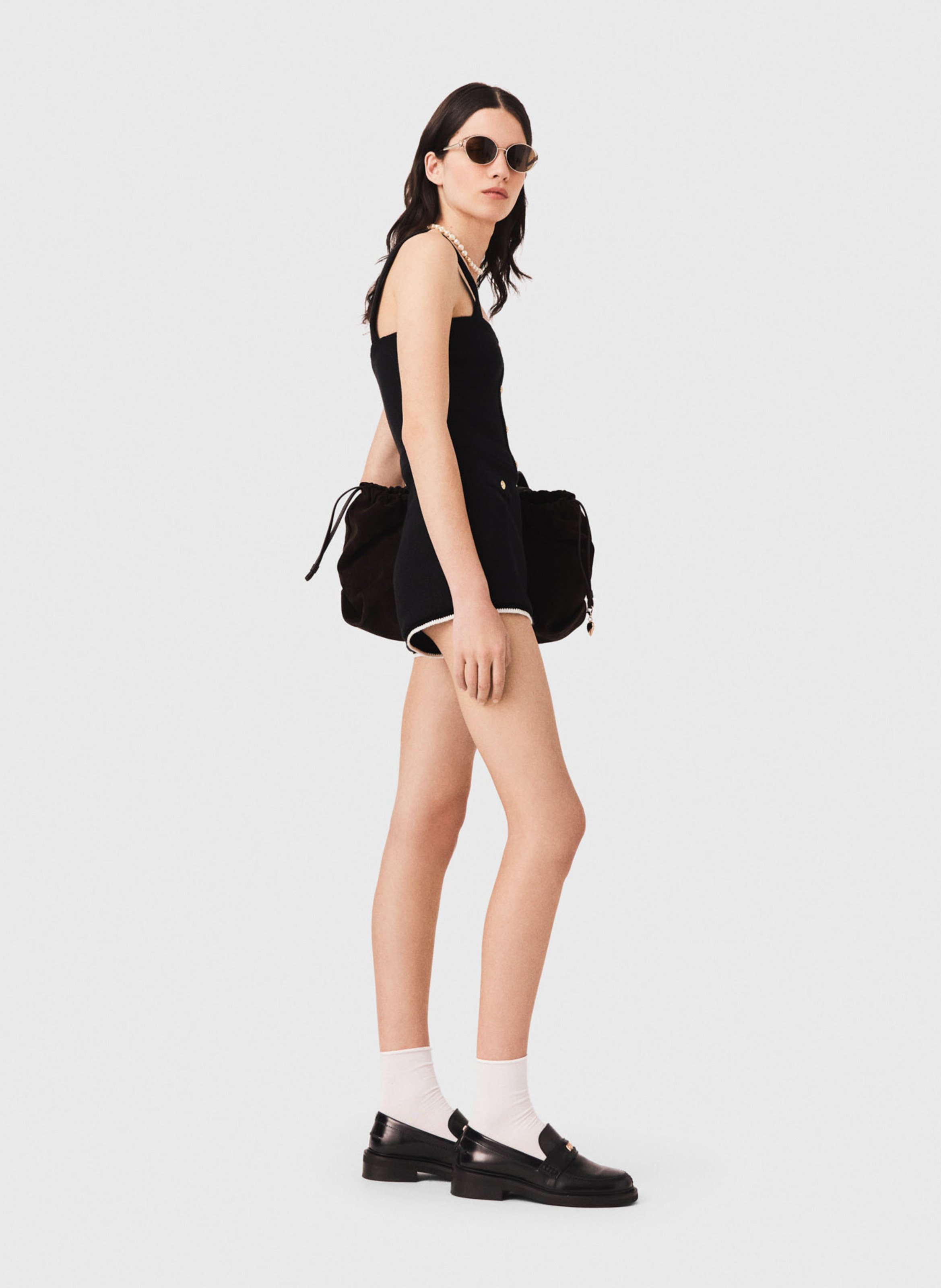 Combishort en coton mélangé MAJE Noir