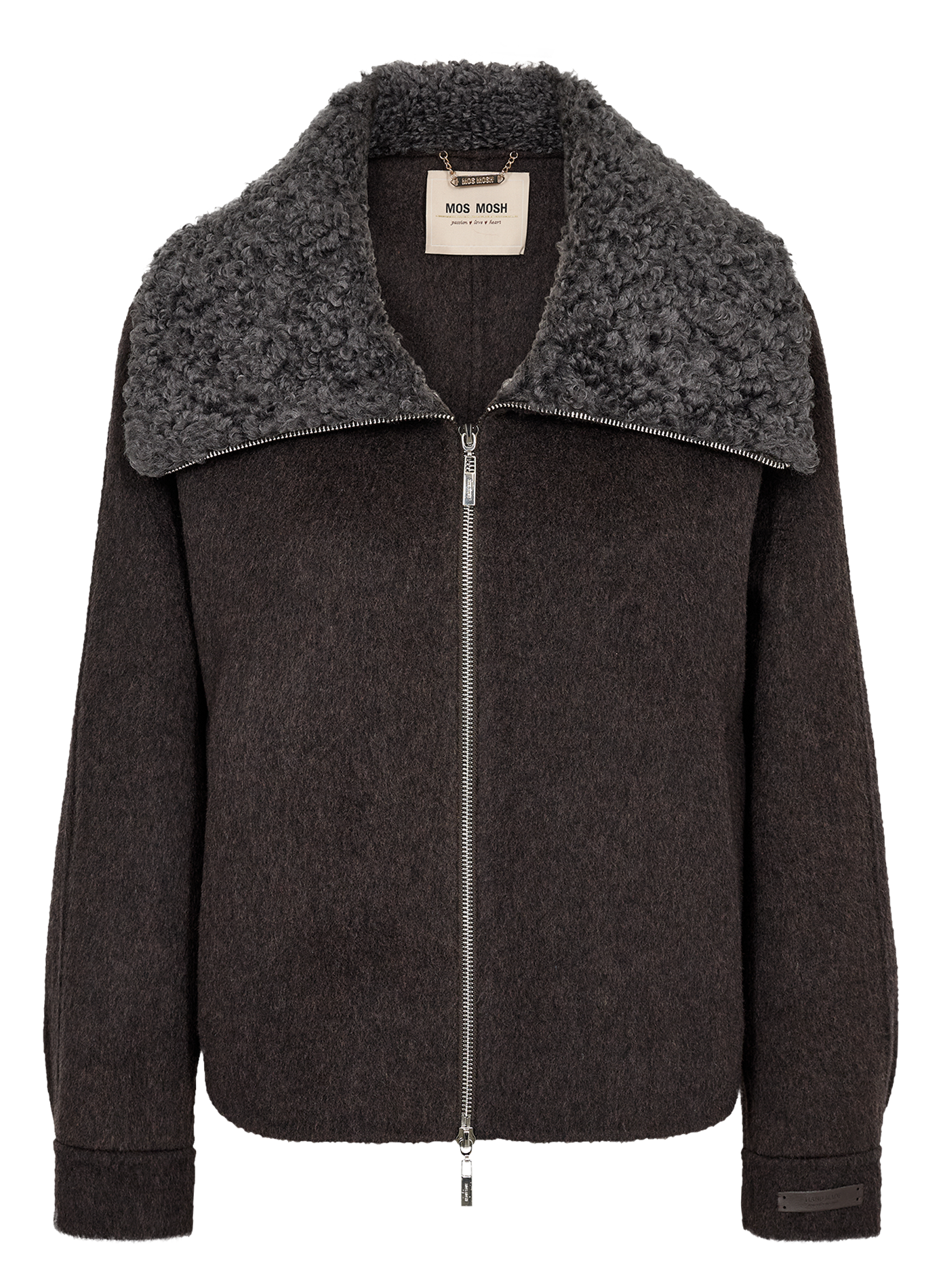 Veste ample zippé en laine mélangée MOS MOSH Marron