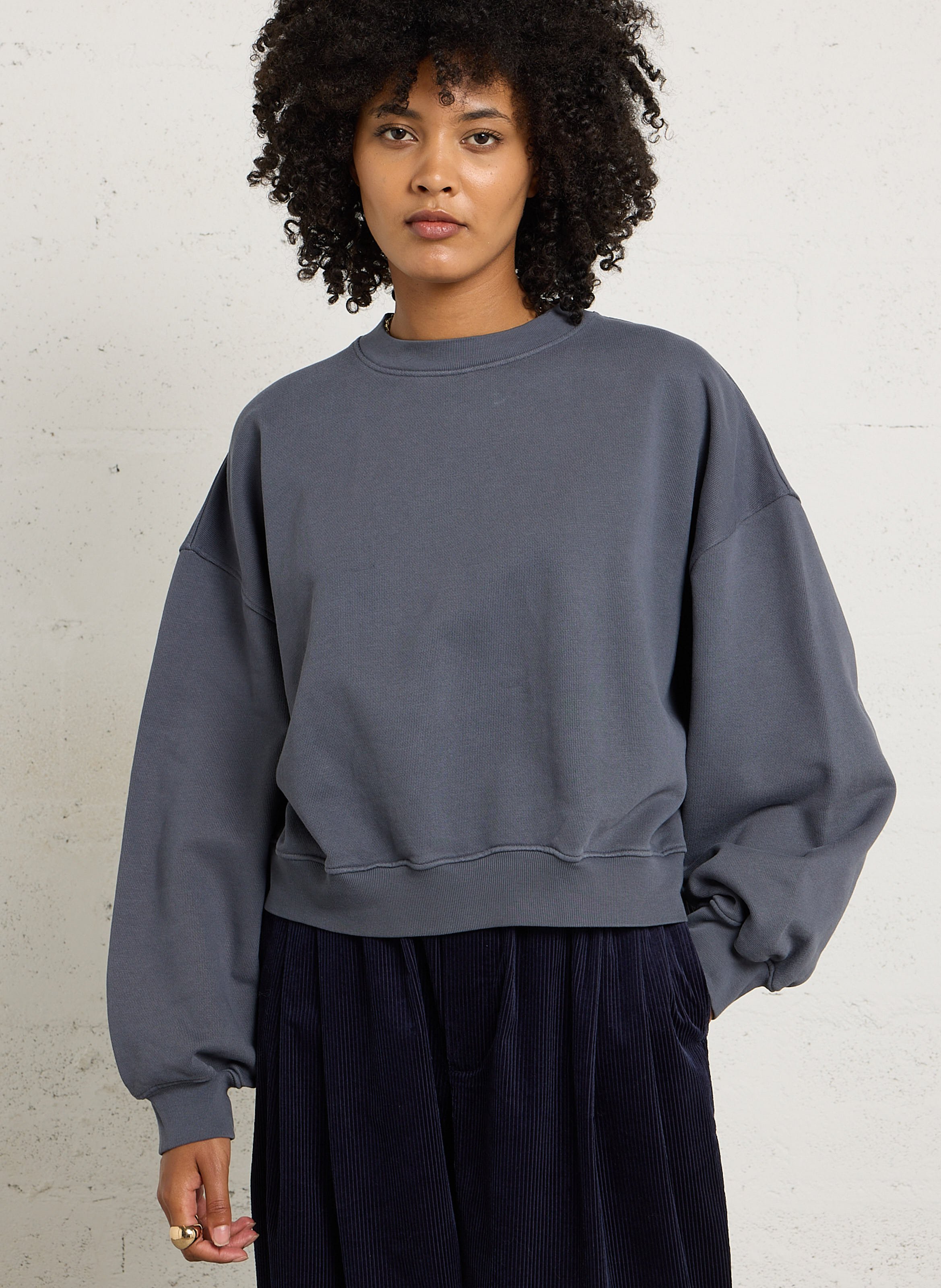 Sweat col rond en coton BELLEROSE Gris