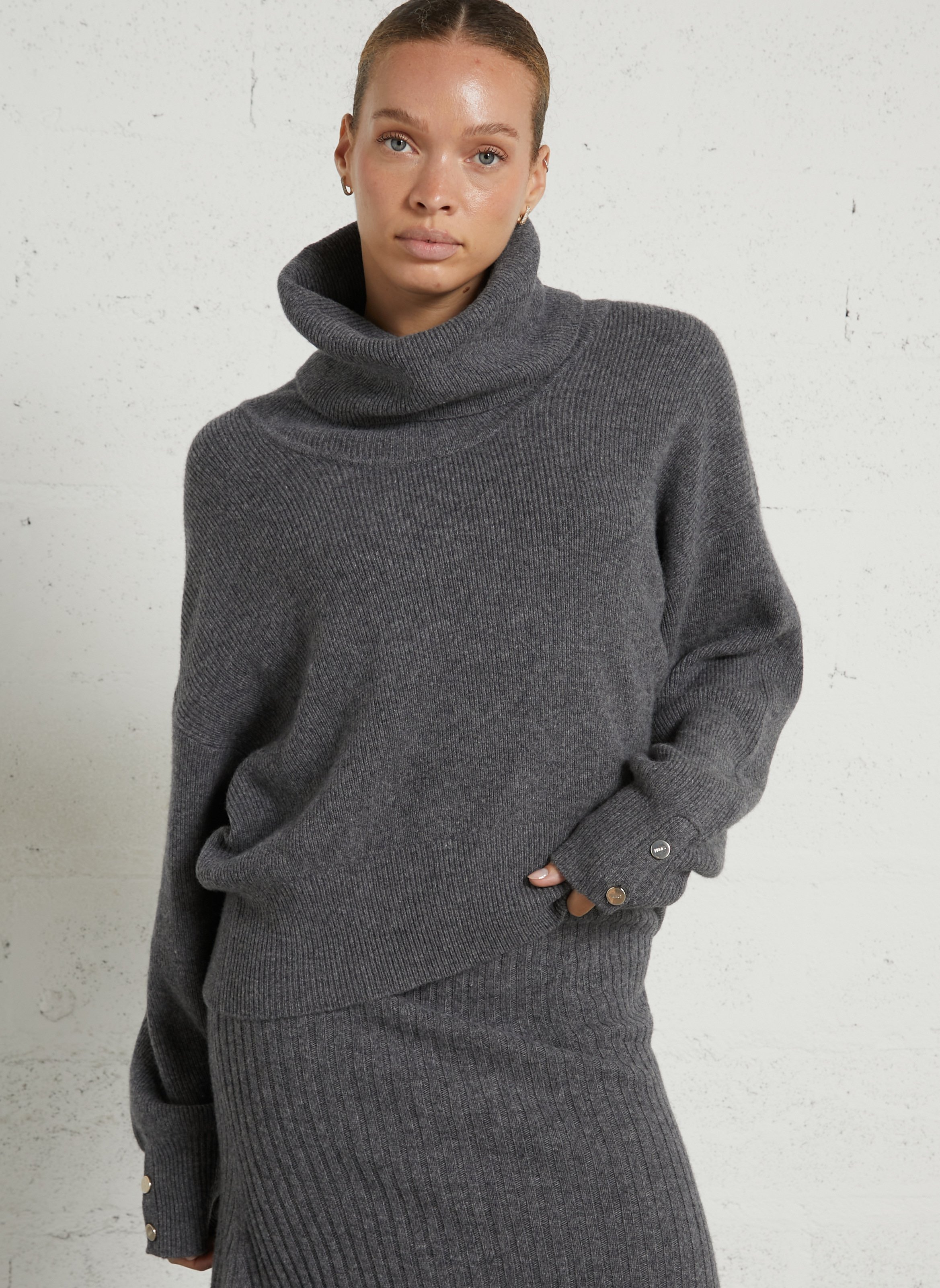 Pull ample col roulé en laine LIU JO Gris