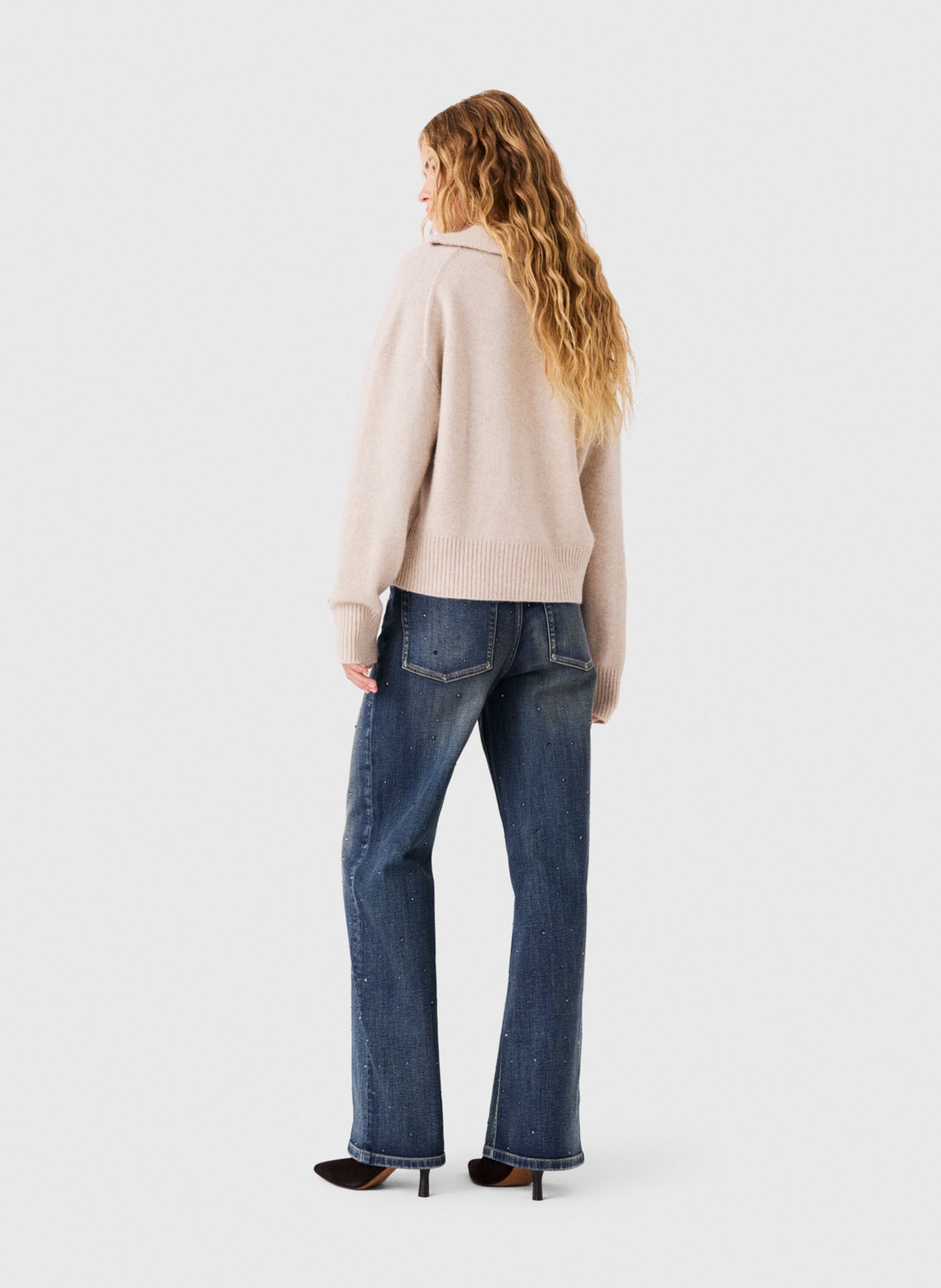 High-waisted wide-leg cotton-blend jeans MAJE Blue
