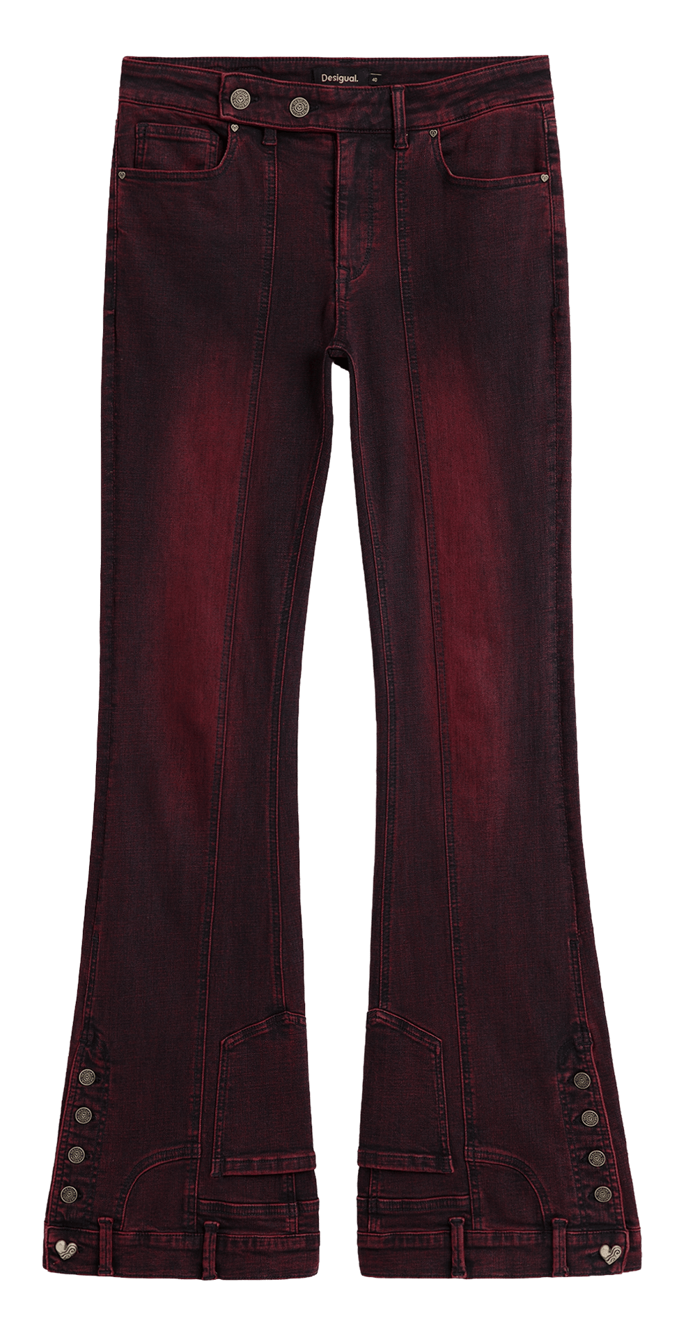 Jean flare taille mi-haute uni DESIGUAL Rouge