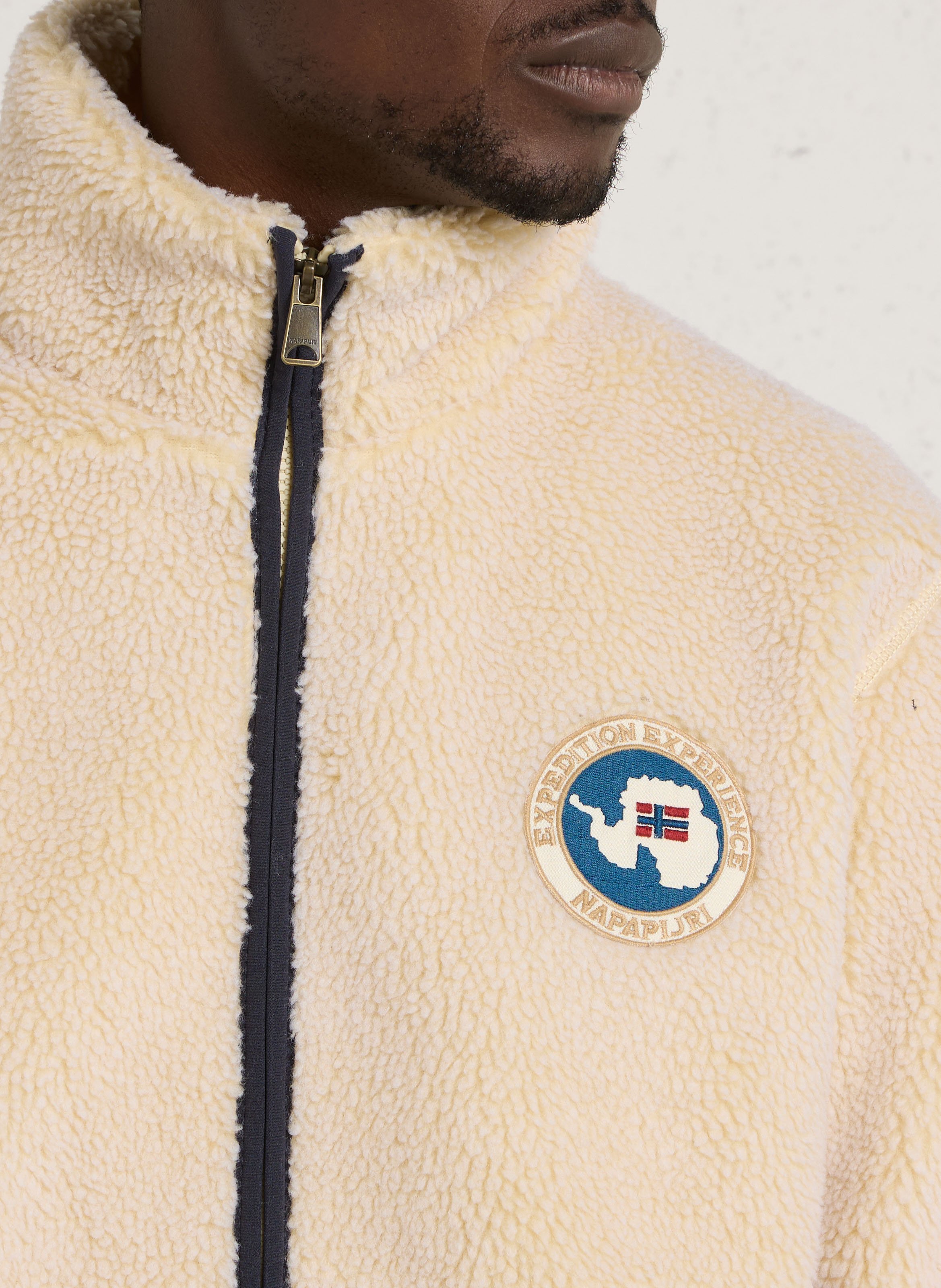 Straight-fit fleece with a high zip-up collar NAPAPIJRI White