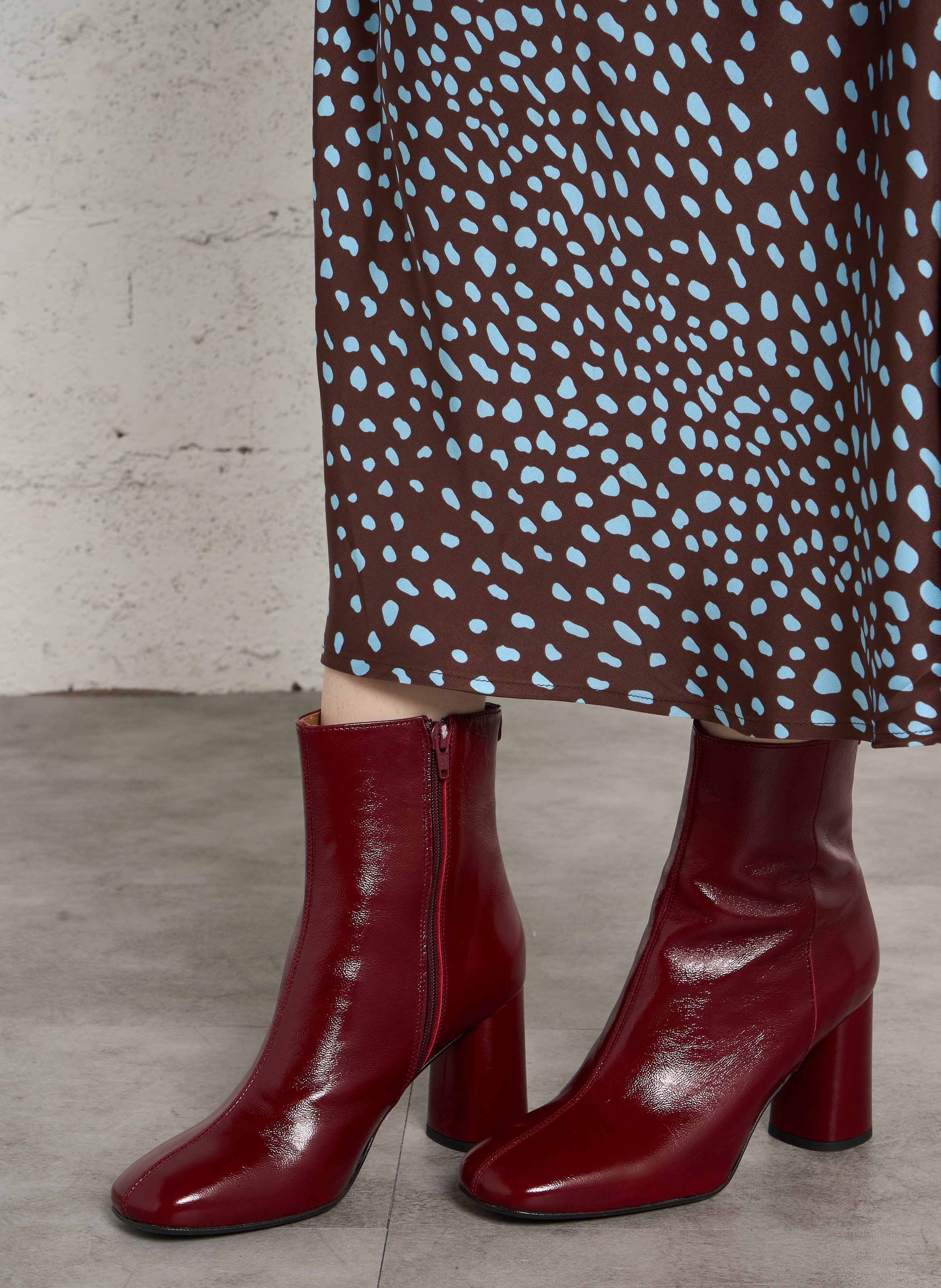 Stiefeletten aus Lackleder mit Absatz COSMOPARIS Rot