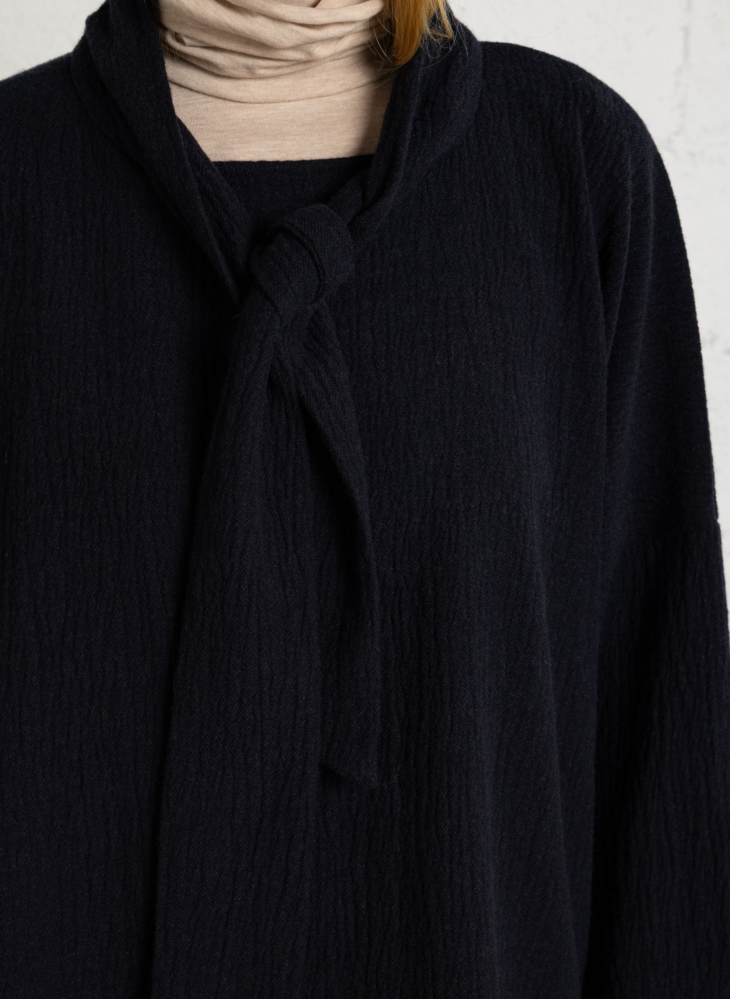 Top met mix van katoen en wol met sjaal MASSCOB Blauw